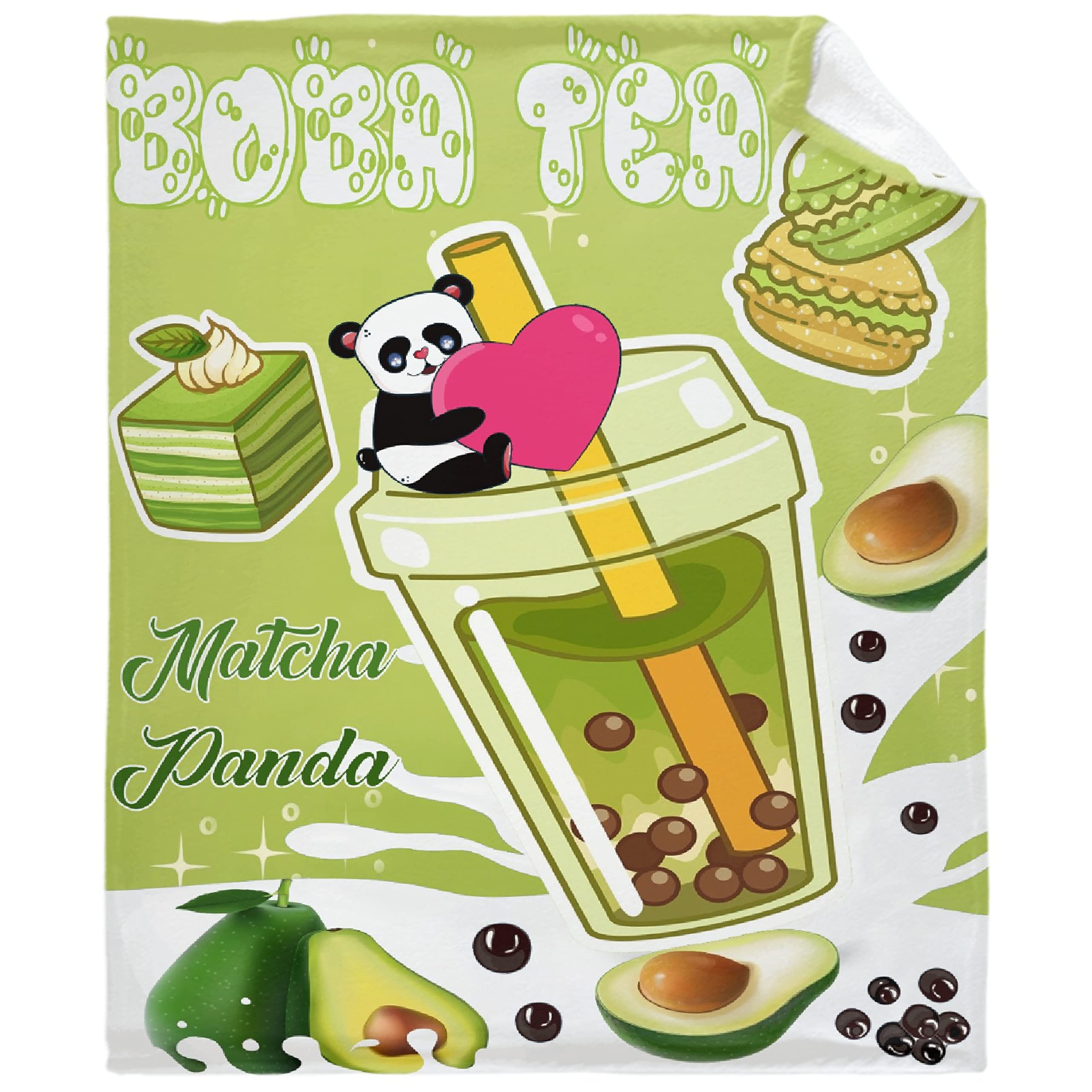 **Soft Cozy Panda Boba Tea Blanket - Plush Fleece Throw for Women, Girls & Panda Lovers - Cute Milk Tea Design - Lightweight Flannel Quilt for Sofa, Bed & Couch (90x120in) - Perfect Gift for Family & Home Decor**    *(Use for cozy nights, movie marathons, or as a cute decorative accent in bedrooms and living rooms.)*