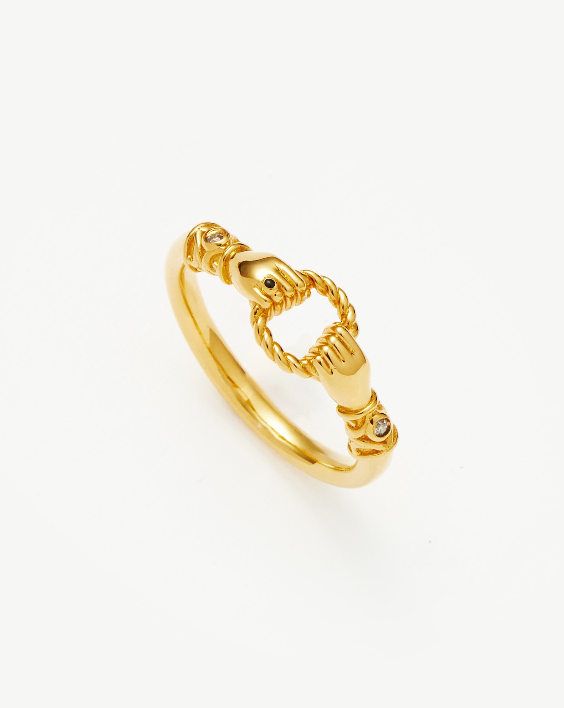 Harris Reed In Good Hands Stacking Ring - 18k Gold Plated Cubic Zirconia & Black Onyx Jewelry for Women | Elegant Layering Ring for Everyday Wear, Date Night & Special Occasions