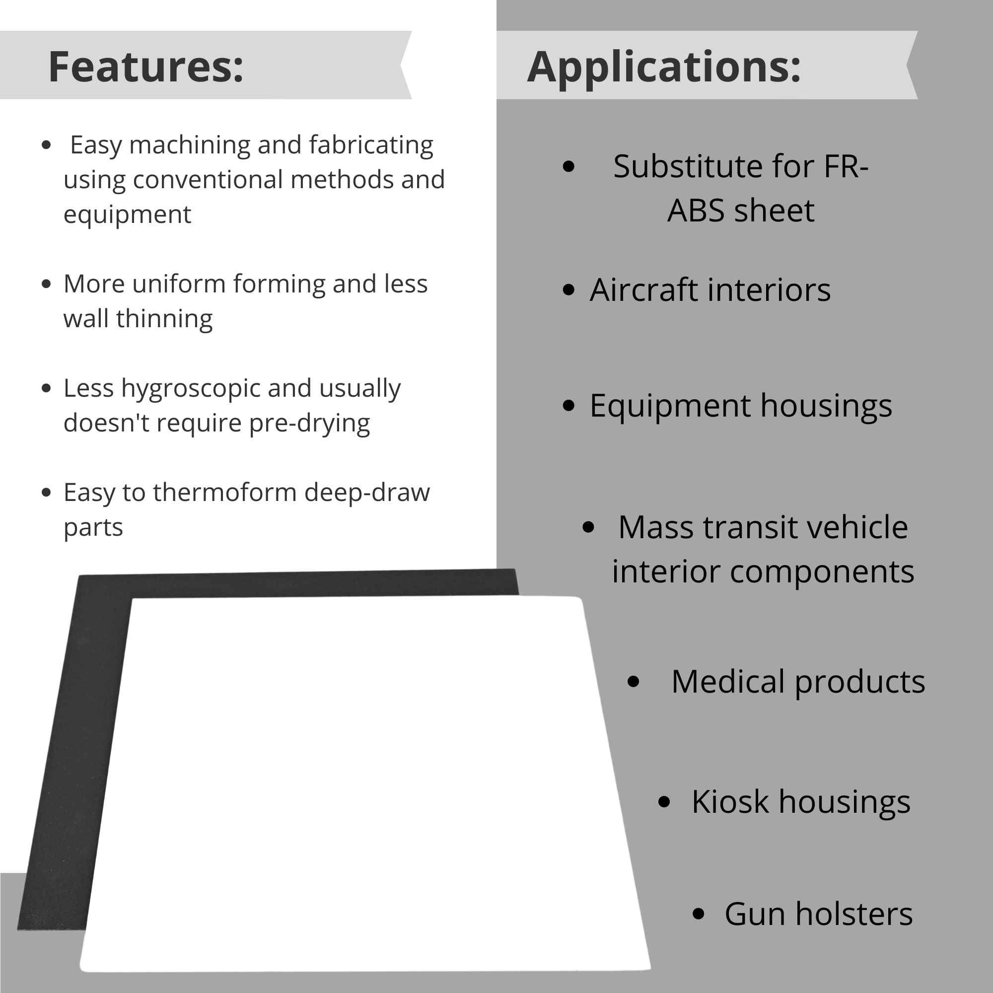Black Kydex Thermoform Plastic Sheet .080