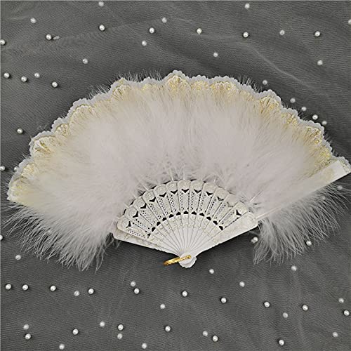Japanese Style Black Feather Folding Fan - Elegant Gothic Hand Fan for Wedding, Party, Dance Performance & Home Decoration - Perfect Gift for Fairy & Court Theme Events