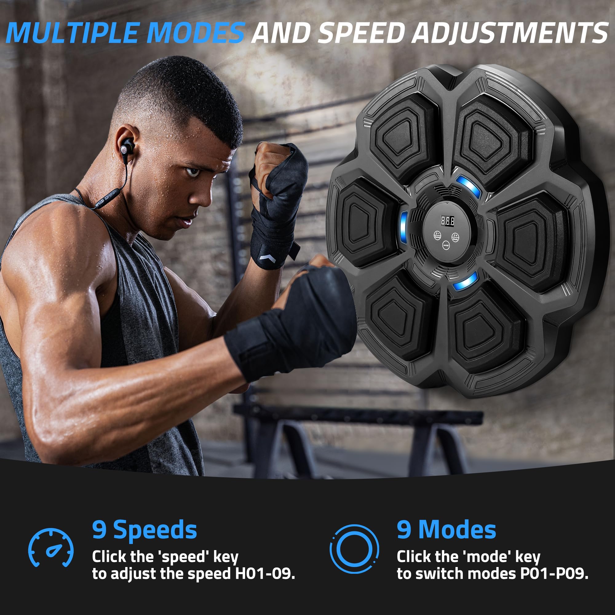 Smart Wall Mounted Music Boxing Machine for Adults & Kids - Electronic Punching Bag with Gloves for Home Gym & Fitness Training | Perfect for Cardio Workouts, Stress Relief & Family Fun