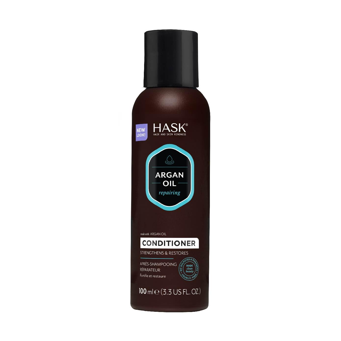 HASK Argan Oil Repairing Shampoo & Conditioner Set - 3.3oz Travel Size Combo for Damaged Hair | Deep Moisturizing & Nourishing Treatment | Perfect for Vacation, Gym & On-the-Go Hair Care