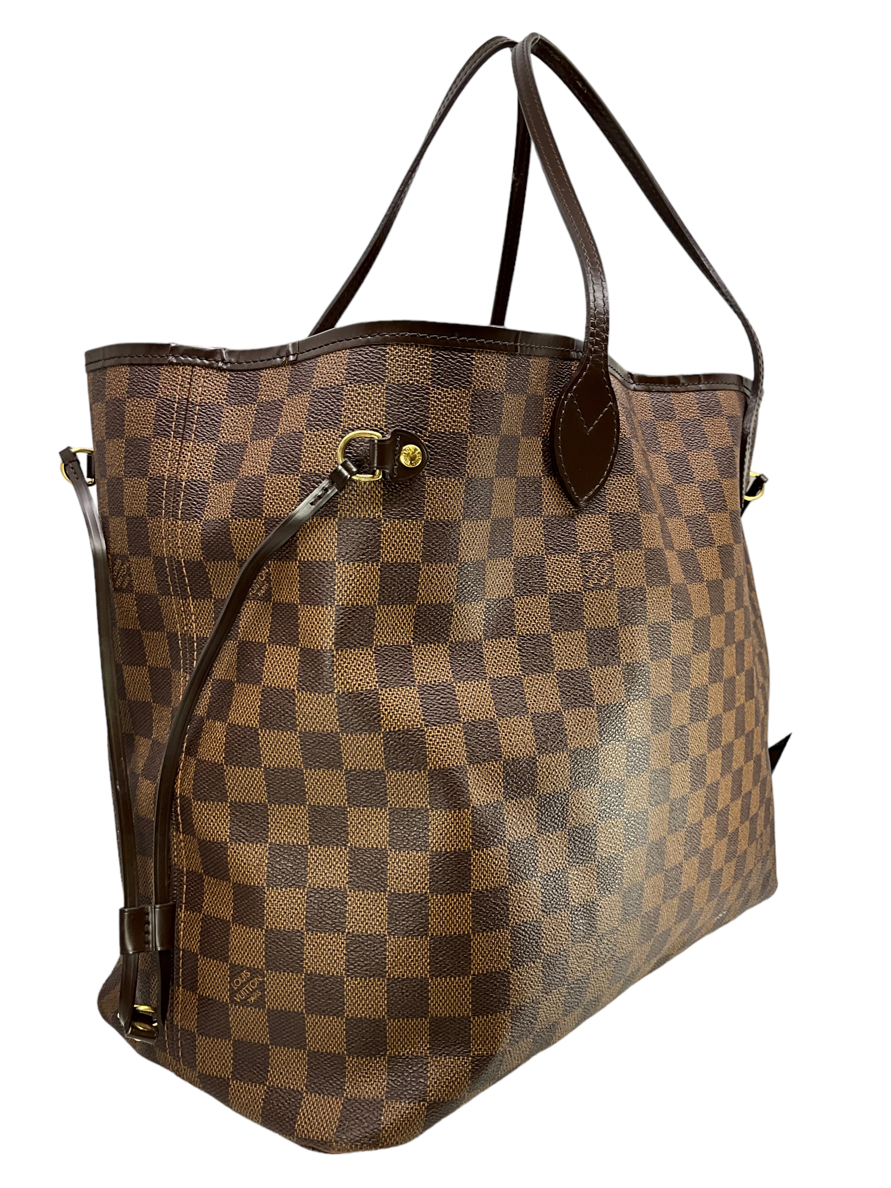 Authentic Louis Vuitton Damier Ebene Neverfull GM Tote Bag - Luxury Canvas Handbag with Leather Trim for Women | Perfect for Work, Travel & Shopping