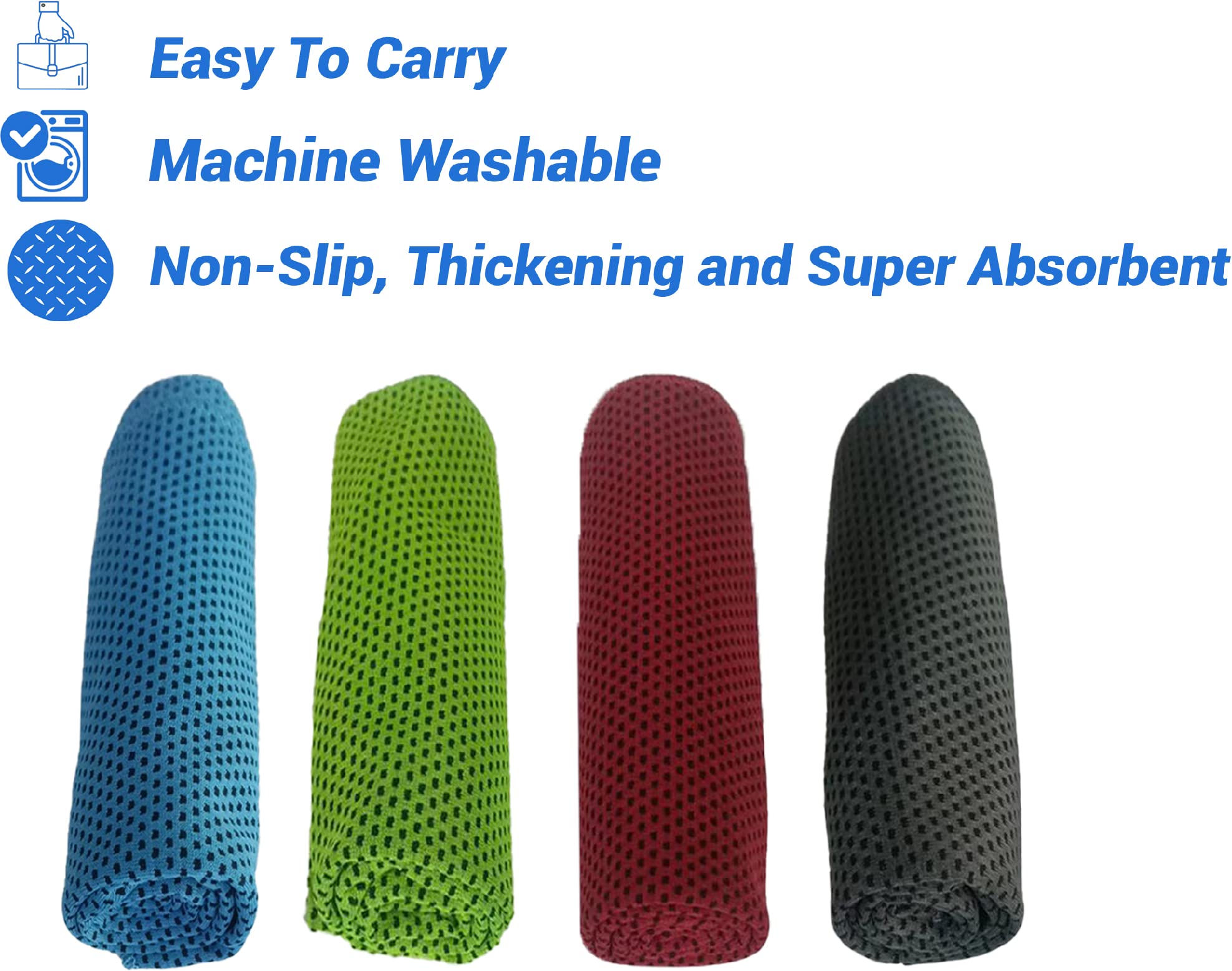 4-Pack Cooling Yoga Towels for Gym & Workout | Microfiber Sports Towel with Sweat Absorption | Non-Slip Breathable Chilly Neck Towel (40