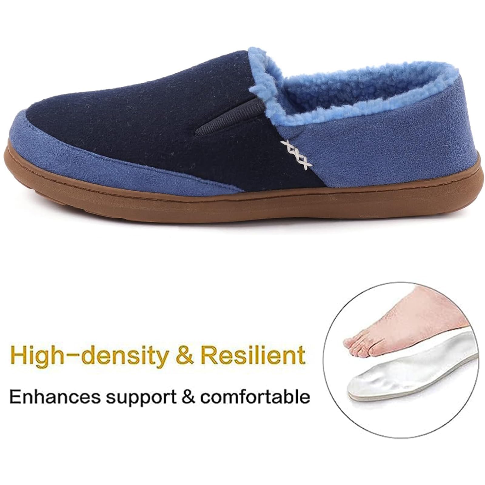 Zigzagger Men's Zermatt Wool-Blend Memory Foam Loafers - Comfortable Indoor Slippers for Home, Office & Relaxation