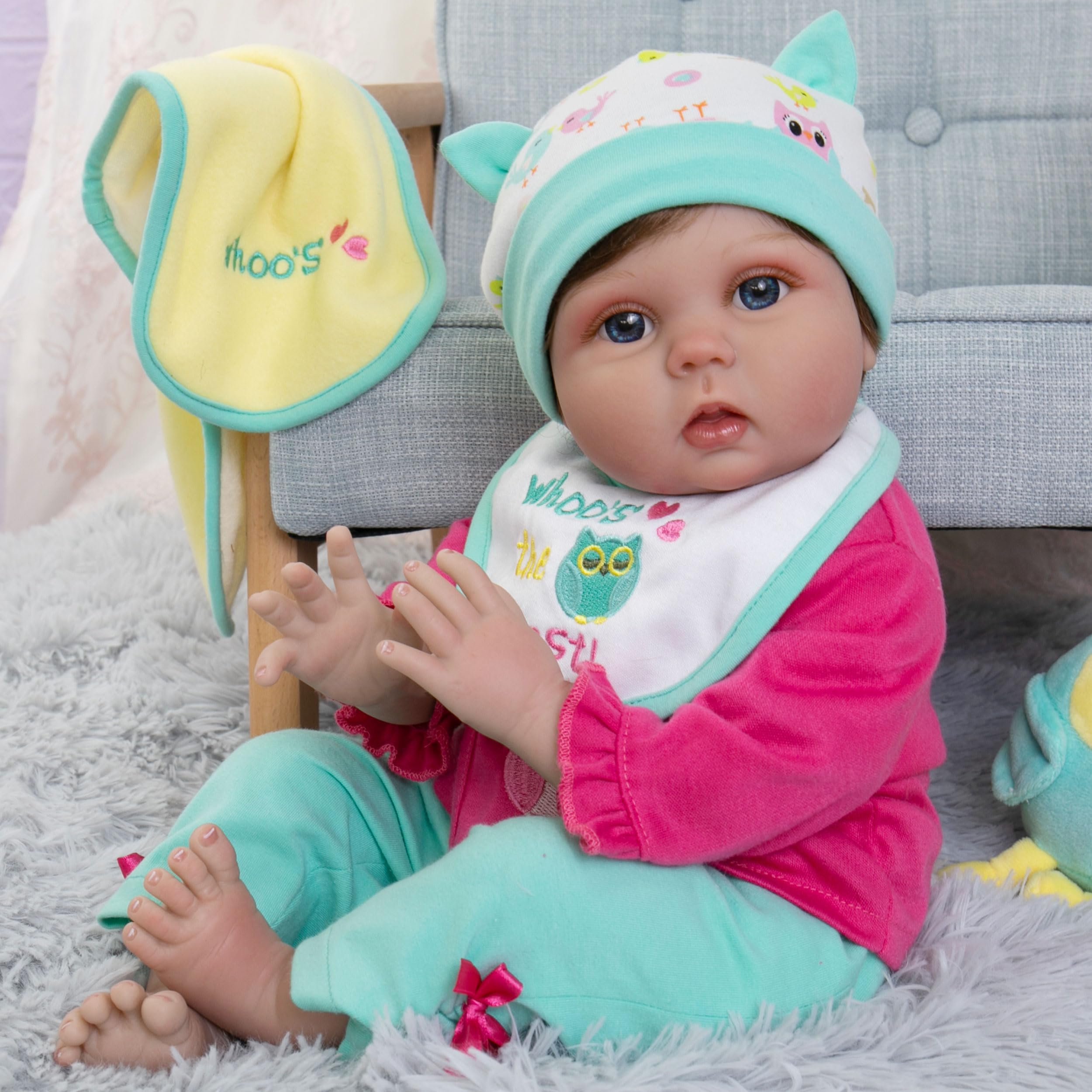 Milidool 22 Inch Lifelike Reborn Baby Doll - Weighted Silicone Realistic Newborn Girl Toddler Doll for Collectors, Gift Giving & Therapy | Perfect for Nursery Decor, Photography Props & Sensory Play