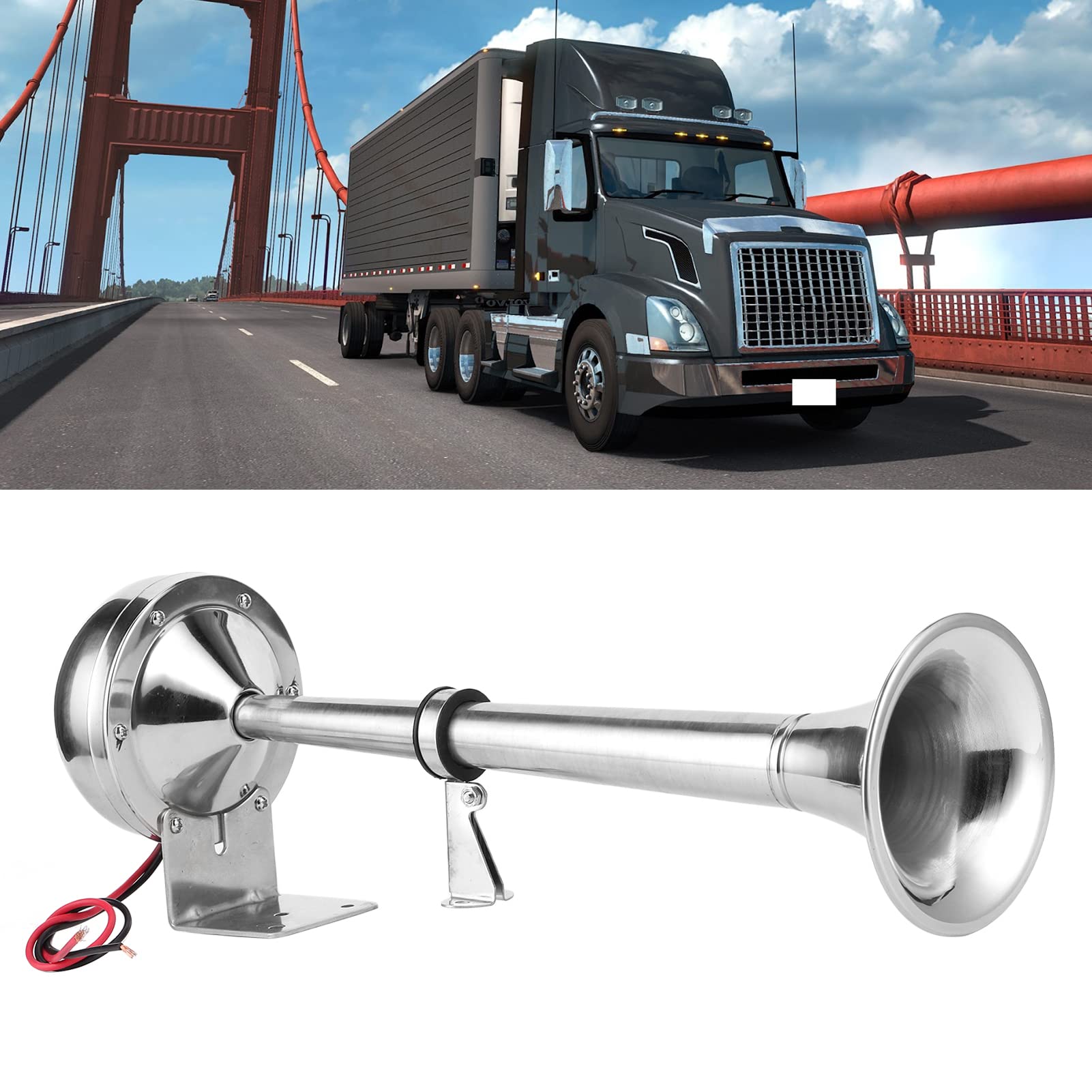 12V Single Air Horn - Easy to Install, Anti-Corrosion Marine & Truck Air Horn for Boats, Trucks, Lorries - Perfect for Emergency Alerts & Vehicle Safety