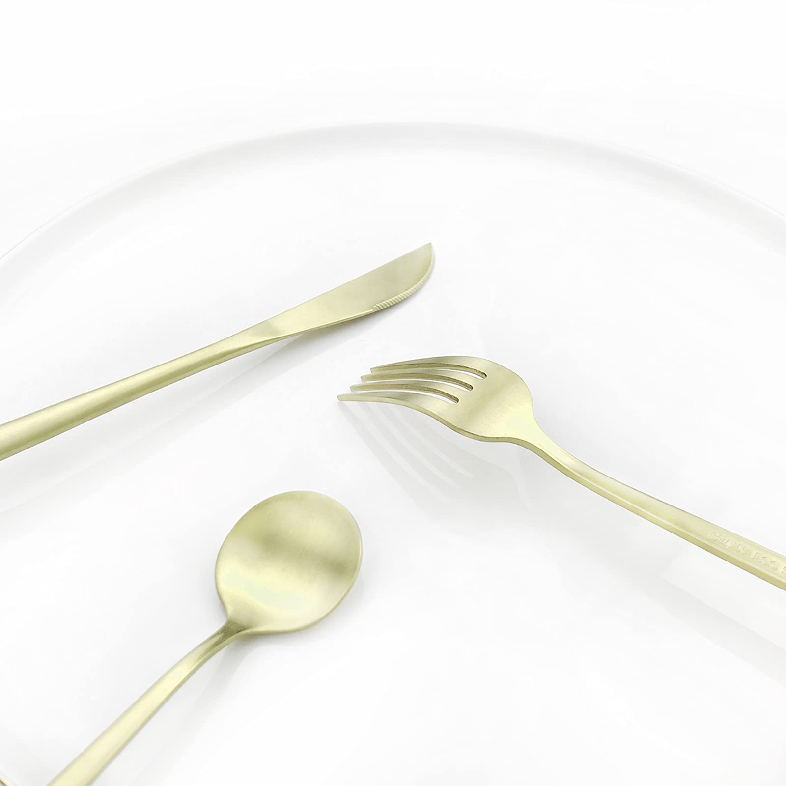 6-Piece Stainless Steel Salad & Dessert Forks Set - 18/0 Matte Polished Silverware (7.48 Inch, Champagne Gold) - Perfect for Dinner Parties, Wedding Receptions & Fine Dining