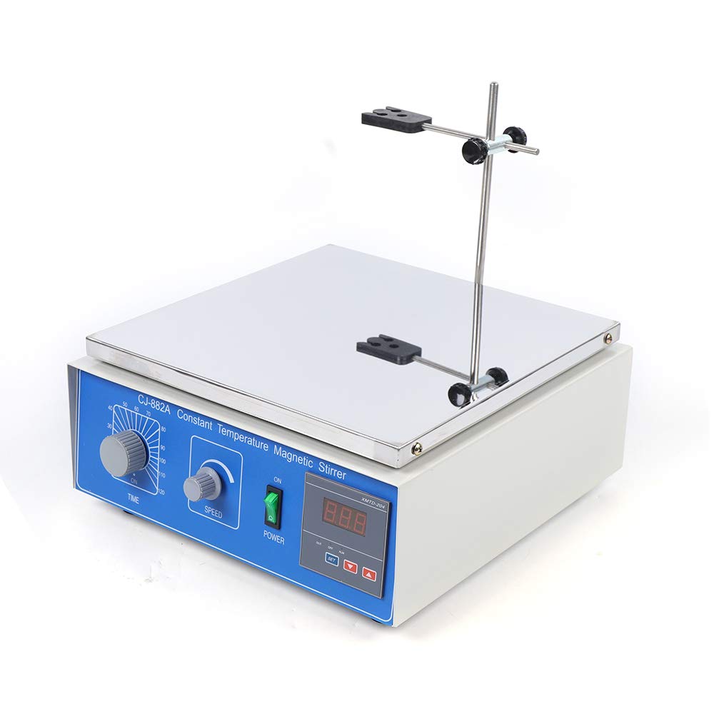 110V Magnetic Hot Plate Stirrer with Temperature Control & Timing - Lab Heating Mixer for Constant Temperature Stirring, Max 10L Capacity - Ideal for Chemistry Experiments, Lab Research & Scientific Mixing
