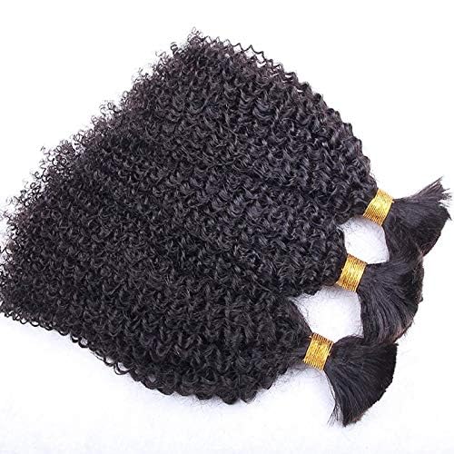 Afro Kinky Curly Human Hair Bundles - 100% Mongolian Virgin Remy Hair Extensions for Braiding & Weaving (12inch, 1 Bundle, Natural Black) | Perfect for Protective Styles, Box Braids & Natural Hair Growth