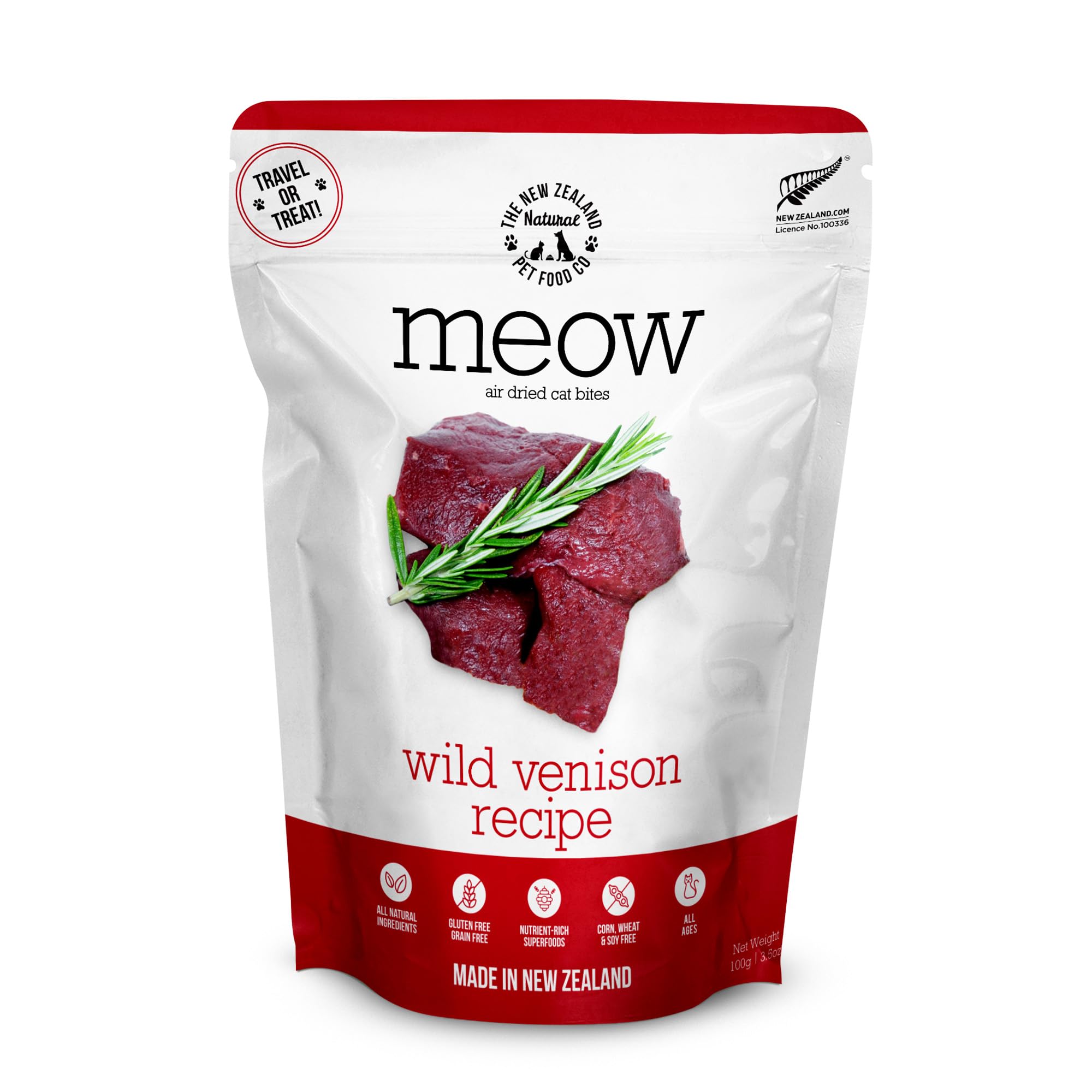 Premium Air-Dried Venison Cat Treats by New Zealand Natural Pet Food Co - Grain-Free, High-Protein Snack for Travel & Training - 3.5oz Pack for Healthy Cats | Perfect for On-the-Go Rewards & Bonding Moments