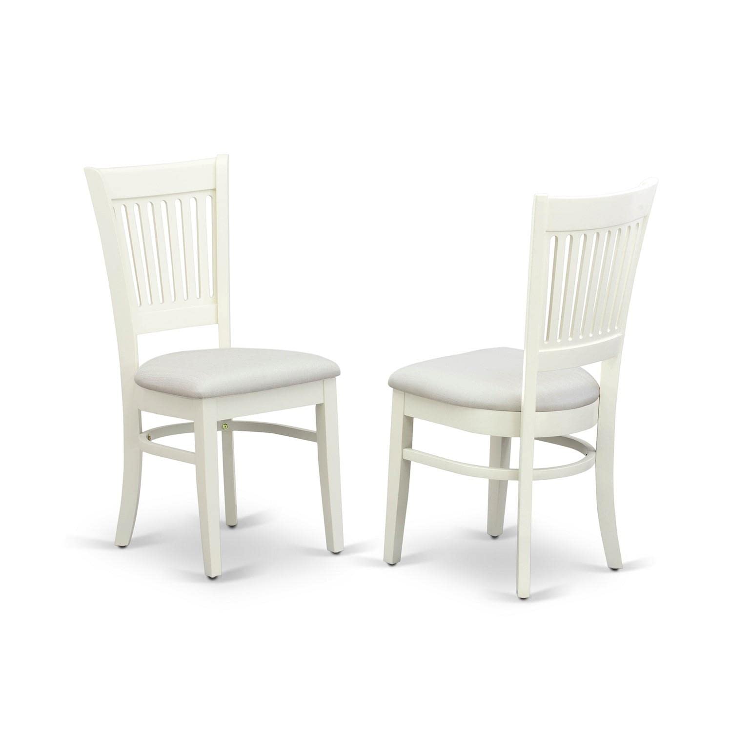 East West Furniture Dublin 3-Piece Modern Dining Set - Round Wooden Drop-Leaf Table & 2 Fabric Upholstered Chairs, 42x42 Inch, Linen White - Perfect for Small Spaces, Breakfast Nooks & Cozy Apartments