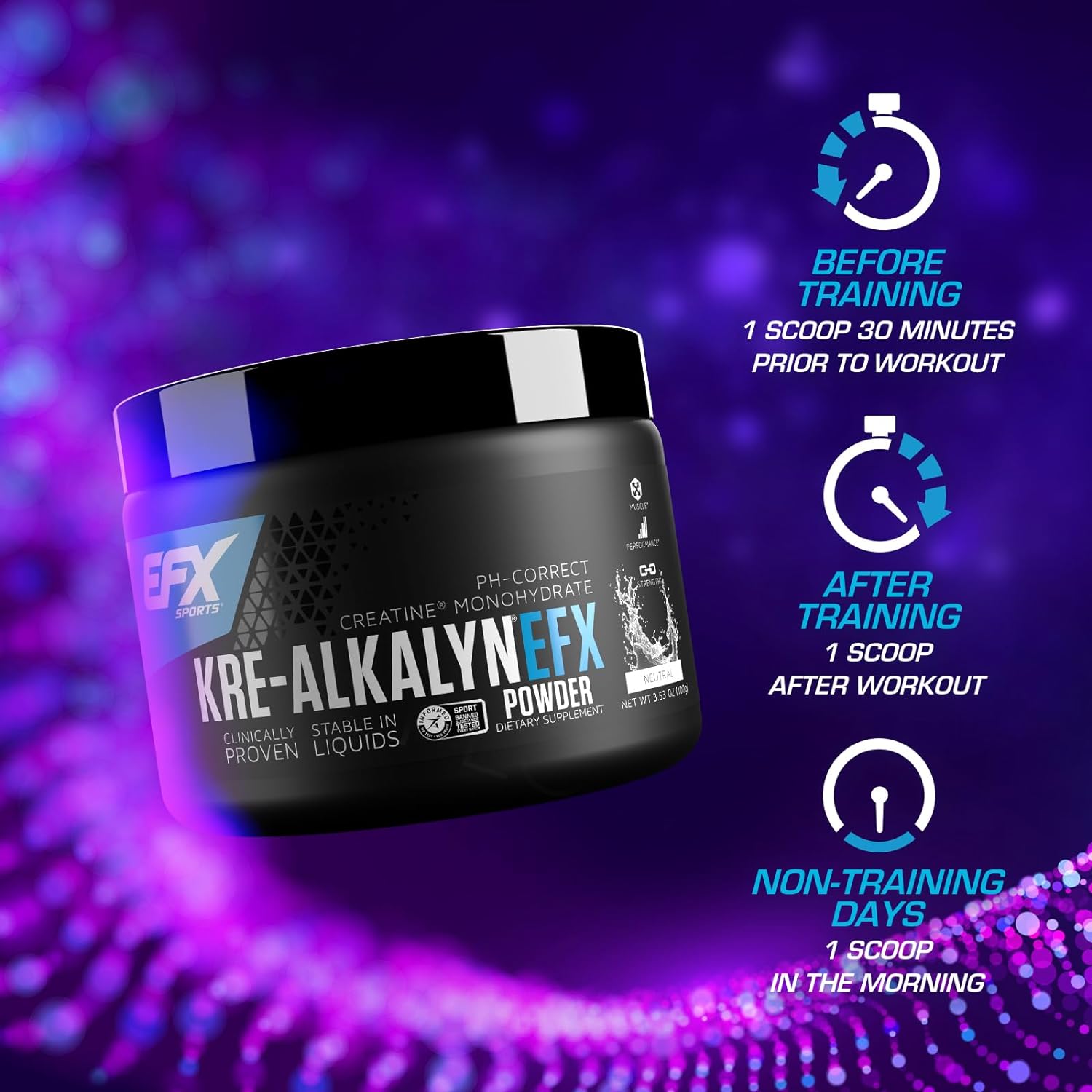 EFX Sports Kre-Alkalyn Powder - Premium Creatine Supplement for Muscle Growth & Strength - Pre & Post Workout for Athletes & Bodybuilders