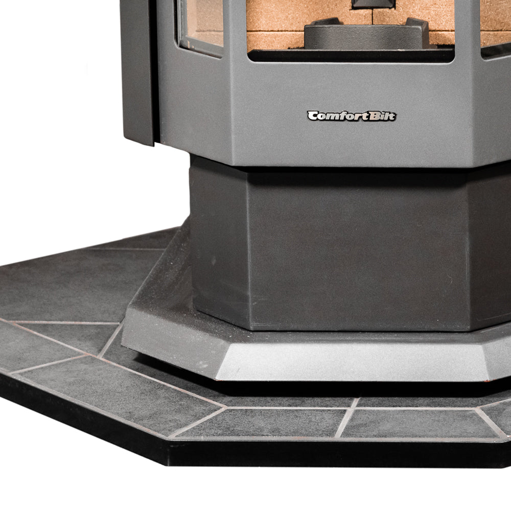 ComfortBilt Pellet Stove Corner Hearth Pad - Mill Black | Fireplace Protection for Hardwood Floors | Perfect for Living Rooms & Basements