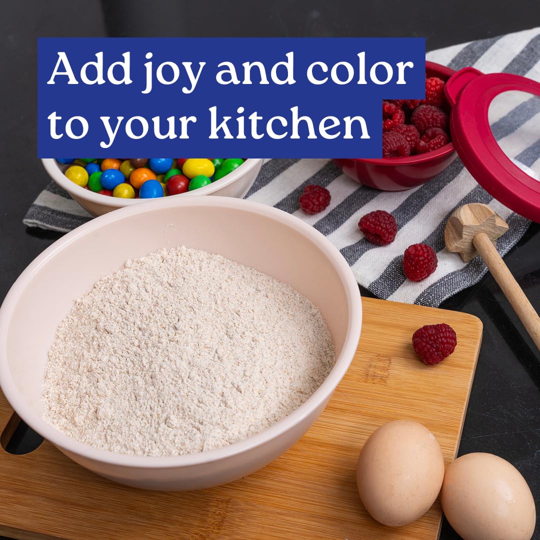 WHYSKO 12-Piece Colorful Plastic Mixing Bowl Set with Lids - Food Prep, Storage & Serving Bowls - Dishwasher & Microwave Safe for Baking, Cooking - Perfect for Kitchen, Meal Prep & Party Serving