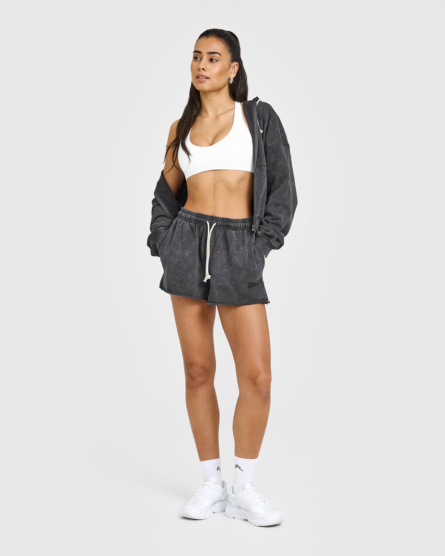Raw Lounge Oversized Shorts for Women & Men - Comfortable Cotton Casual Shorts for Summer, Lounge, Travel & Home Wear | Coal