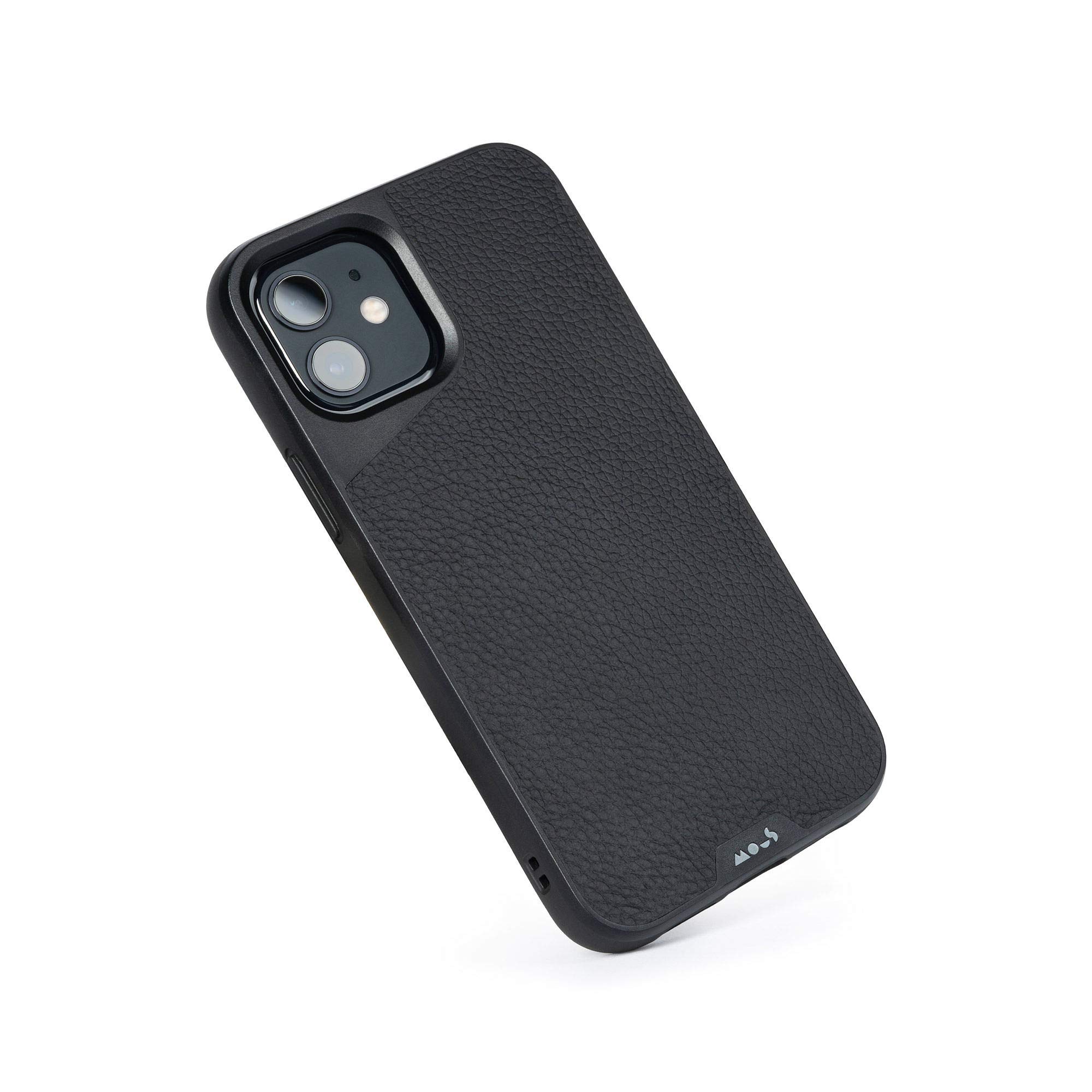 Mous Limitless 4.0 Black Leather Protective Case for iPhone 12/12 Pro - MagSafe Compatible - Slim & Durable Phone Cover - Perfect for Everyday Use, Travel & Outdoor Activities