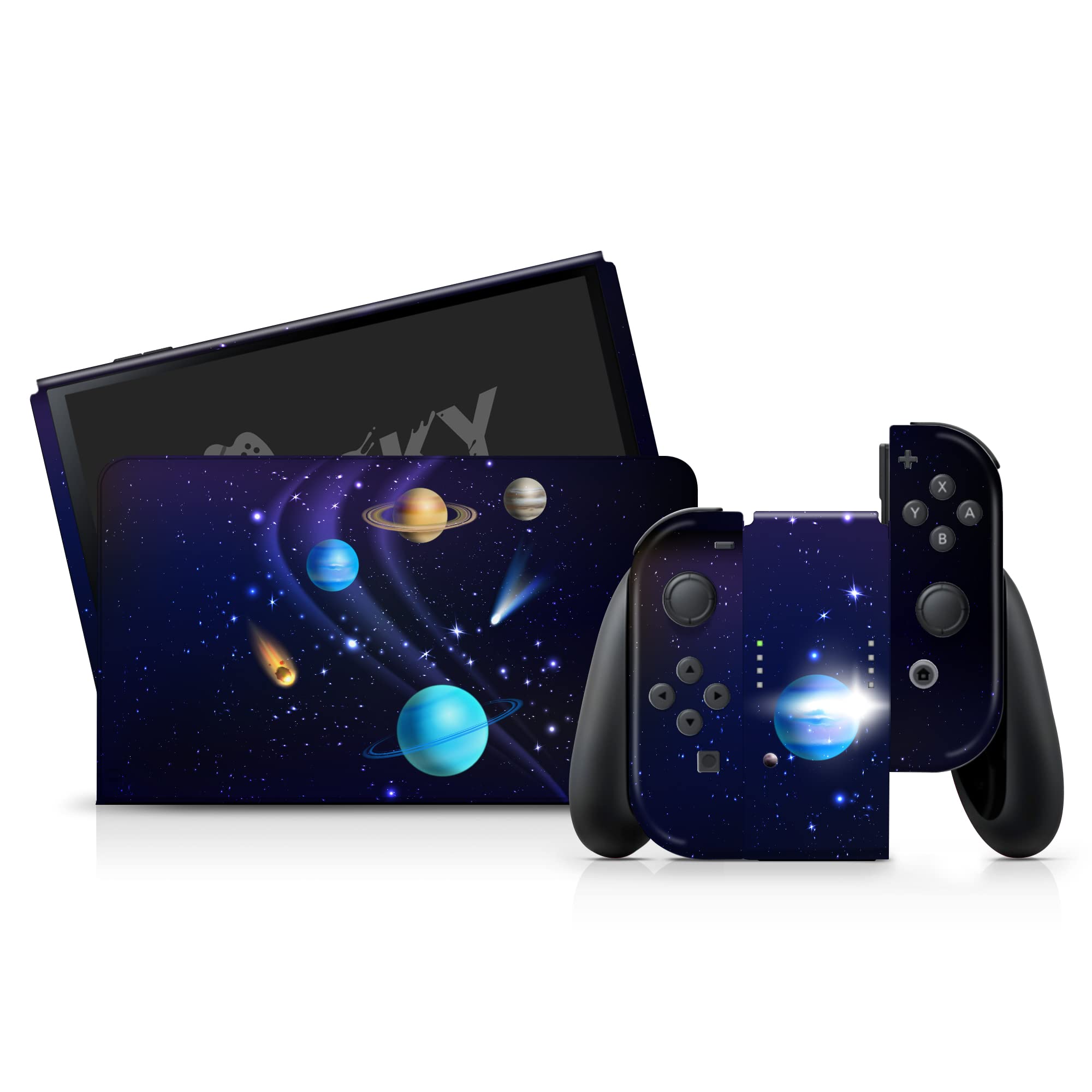 Galaxy Skin Wrap Cover for Nintendo Switch OLED - Purple Space Vinyl Decal | 3M Premium Full Wrap Stickers | Protective & Stylish Gaming Accessory | Perfect for Gaming Enthusiasts & Customization Lovers