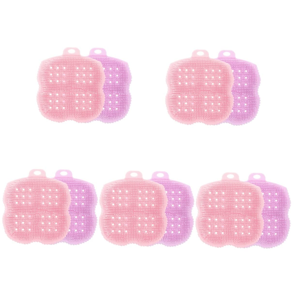 FRCOLOR 10 Pcs Silicone Exfoliating Brush Set - Body Scrubber & Massager for Women, Shower Brush with Soft Bristles, Bath Accessories for Deep Cleansing & Skin Exfoliation - Perfect for Spa, Home & Travel Use
