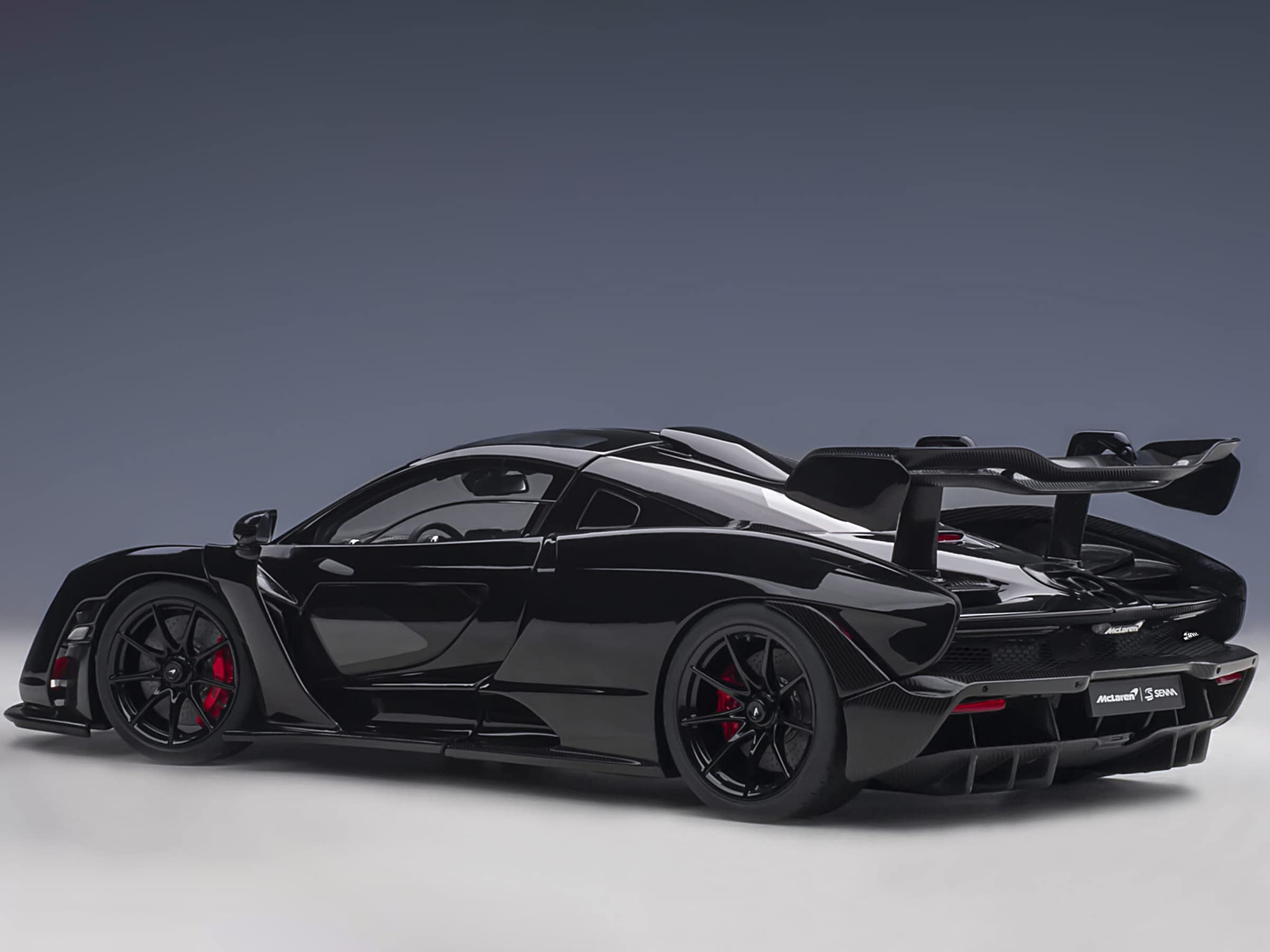 Autoart McLaren Senna Stealth Cosmos Black 1/18 Scale Diecast Model Car with Carbon Accents (76076) - Collectible Sports Car for Display & Racing Enthusiasts