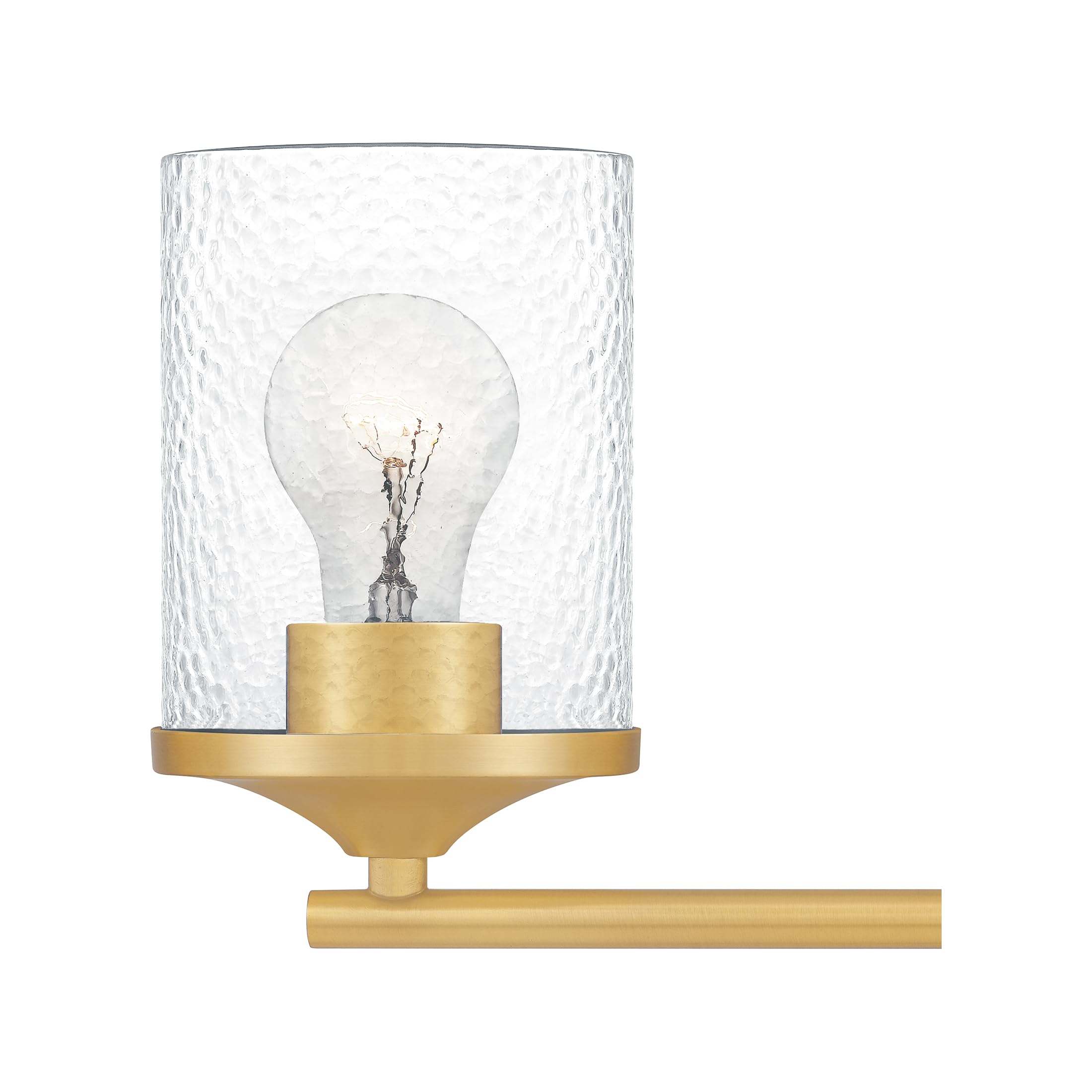 Quoizel Abner 14-Inch 2-Light Bathroom Vanity Lights in Aged Brass - Clear Hammered Glass Wall Mount Fixture for Mirror Lighting | Transitional Industrial Style for Modern & Farmhouse Bathrooms (Perfect Over Vanity, Powder Room or Master Bath)