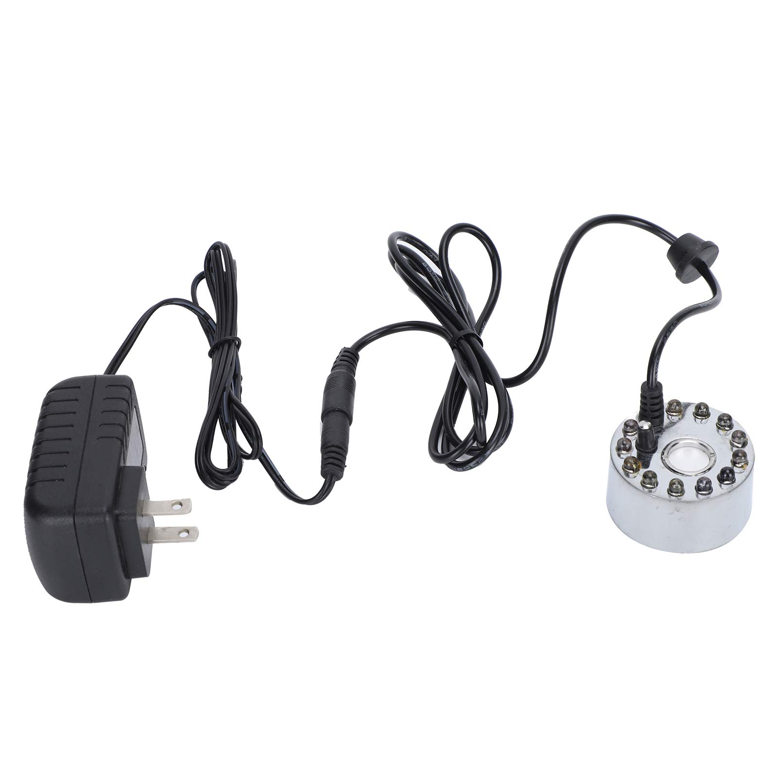 Yosoo 12LED Mist Maker Fogger - Water Fountain Pond Fog Machine Atomizer with Power Adapter (100-240V) for Home Decor, Halloween Party, and Indoor Hydroponics