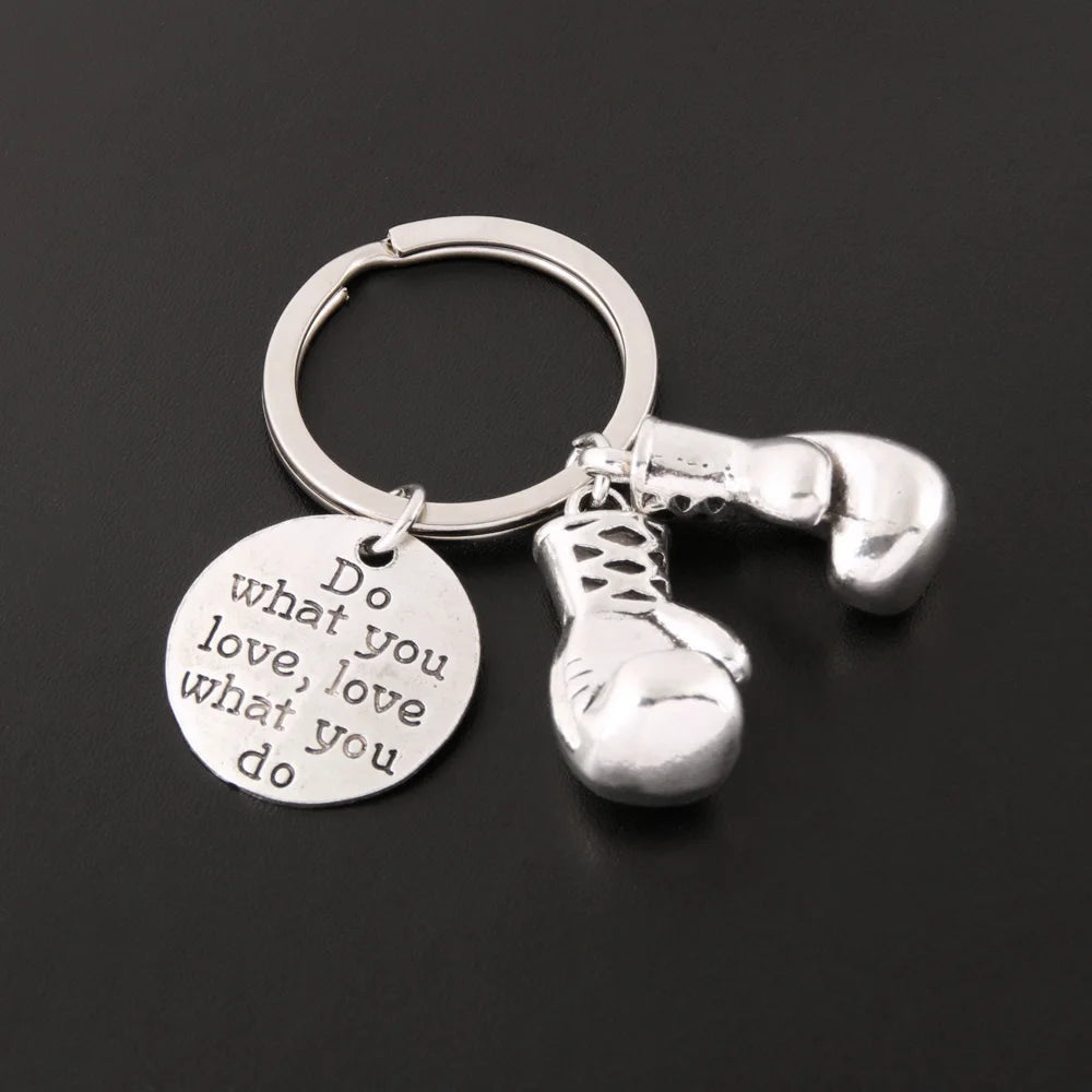 Premium Metal Boxing Gloves Keychain - Motivational 'Do What You Love' Sports Gift for Boxers & Athletes | Perfect for Gym Bags, Keychains & Sports Enthusiasts