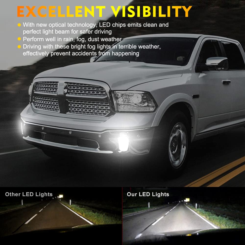 **2013-2018 Dodge Ram 1500 LED Fog Lights – Chrome Bumper Lamps, 2-Pack – High-Performance Driving Accessories for Night & Off-Road Use**