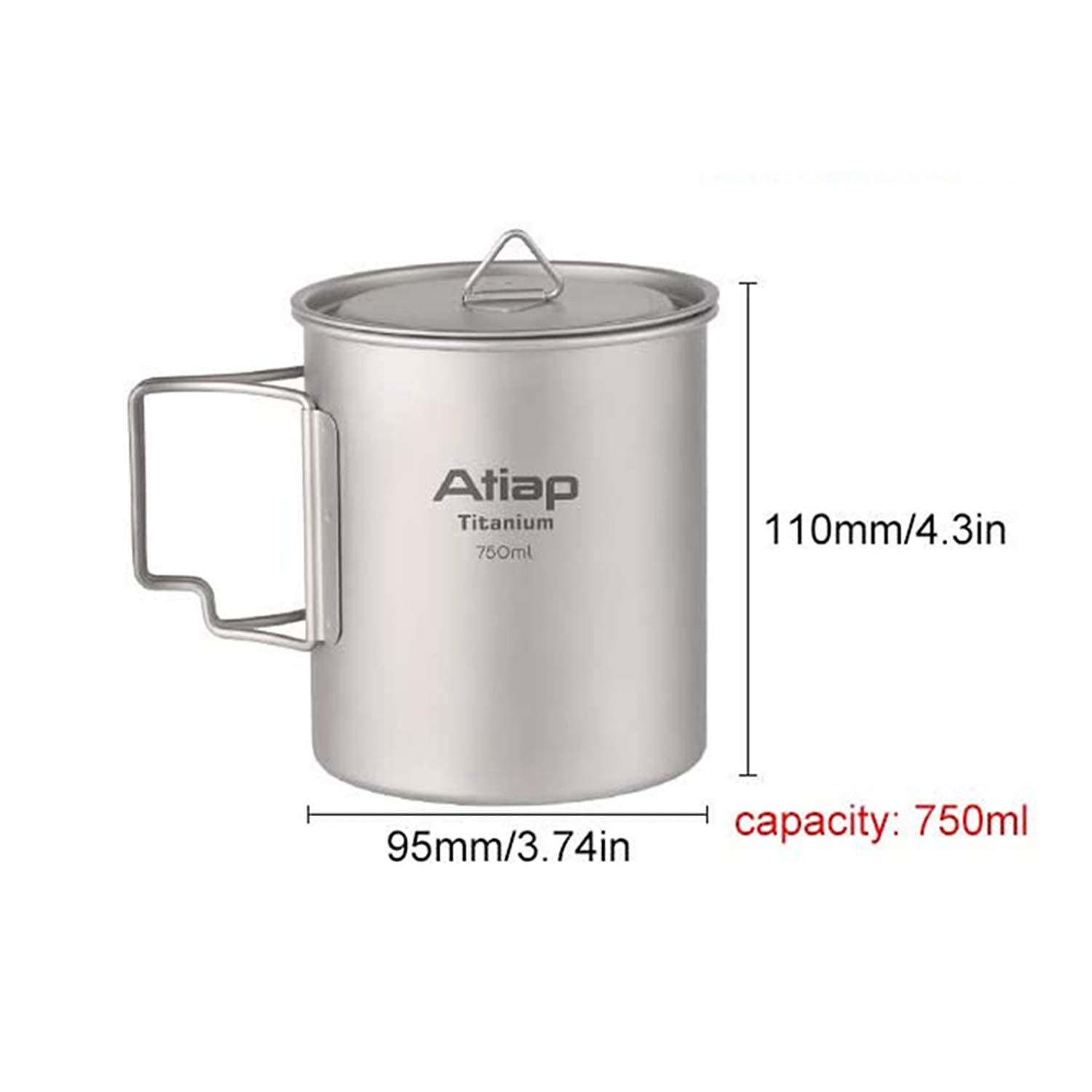 750ml Titanium Camping Pot with Lid & Foldable Handle - Ultralight Backpacking Cookware for Coffee, Cooking & Outdoor Adventures | Perfect for Hiking, Camping & Survival Gear