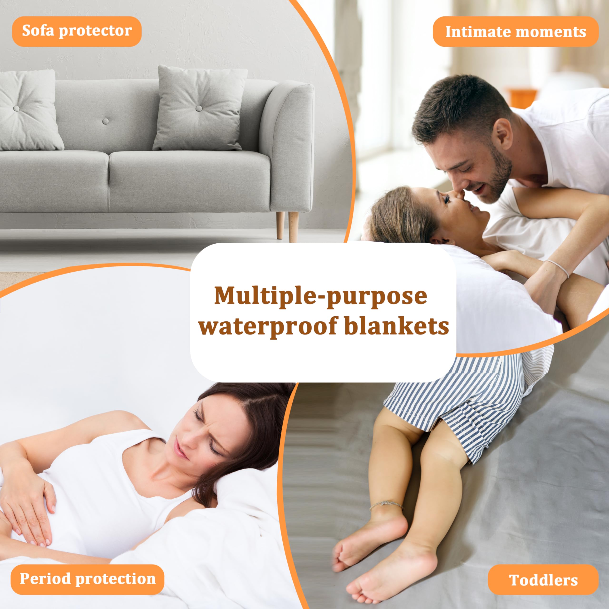 Waterproof Love Blanket for Sex - Soft & Cozy Catalonia Classy Blanket, Large 150x200cm, Marine/Taupe - Perfect for Couples, Pets & Sofa Protection