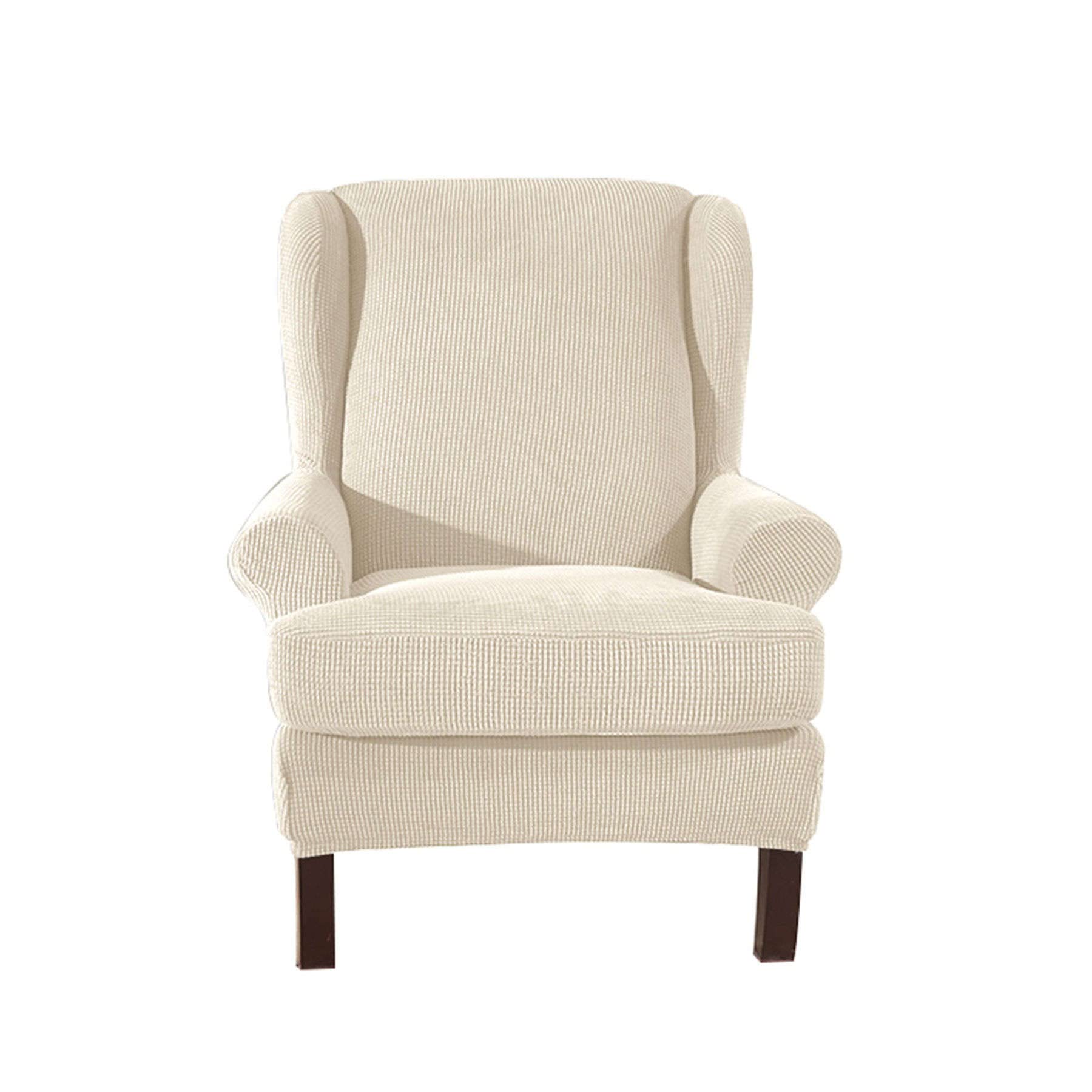 Stretch Jacquard Wingback Chair Covers - 2 Pcs, Non-Slip Furniture Protector for Living Room & Office