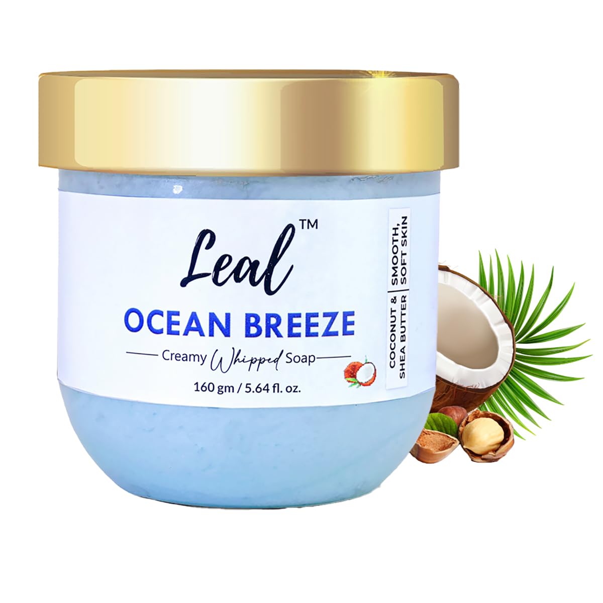 Leal Cosmetics Whipped Soap - Ocean Breeze Bath Cream with Shea Butter & Coconut Oil | Moisturizing Body Wash & Cleanser for Men & Women (160g) | Perfect for Shower, Bath & Spa Relaxation