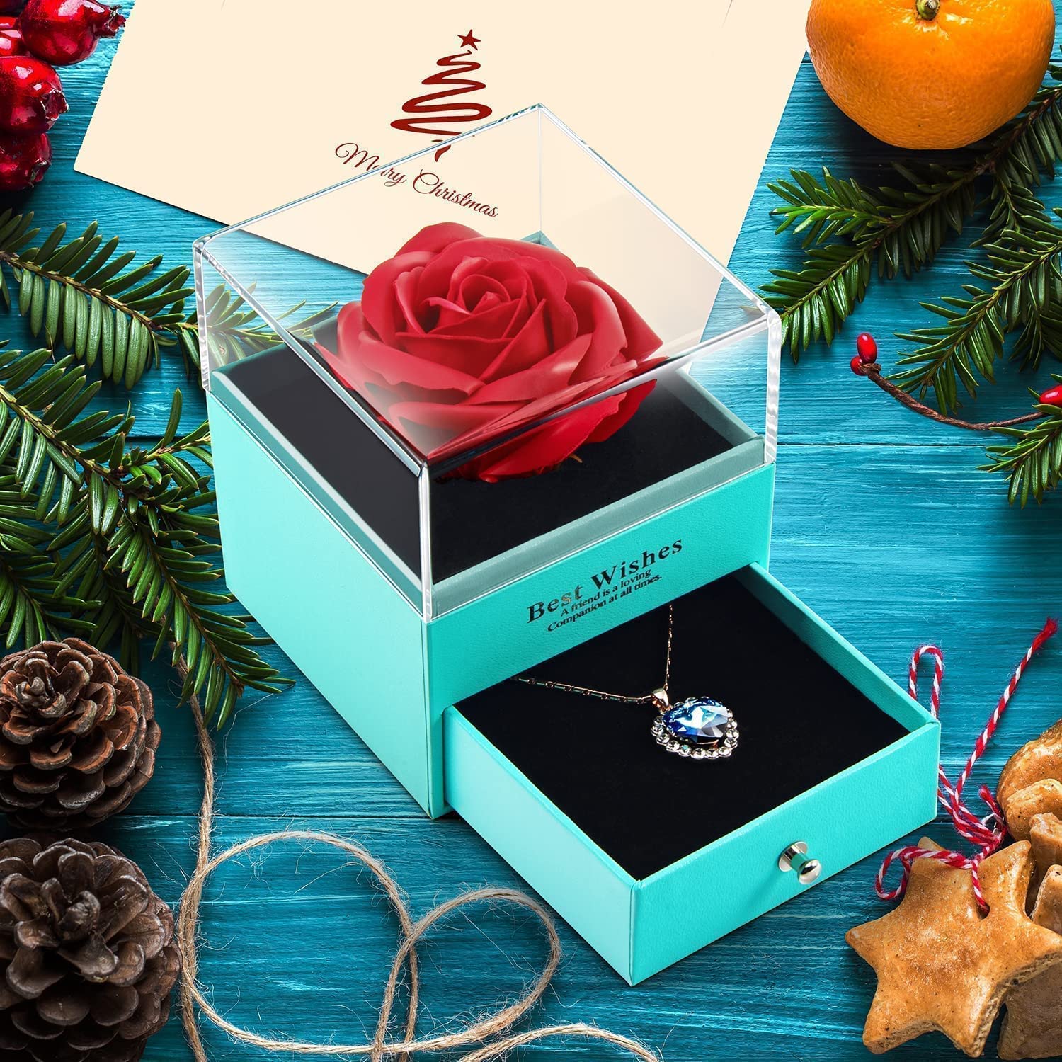 Eternal Preserved Rose Necklace for Women - Romantic Gift for Mom, Wife, Girlfriend, Fiancée | Perfect for Mother's Day, Anniversary, Birthday & Valentine's Day | Elegant Jewelry for Special Occasions & Date Nights