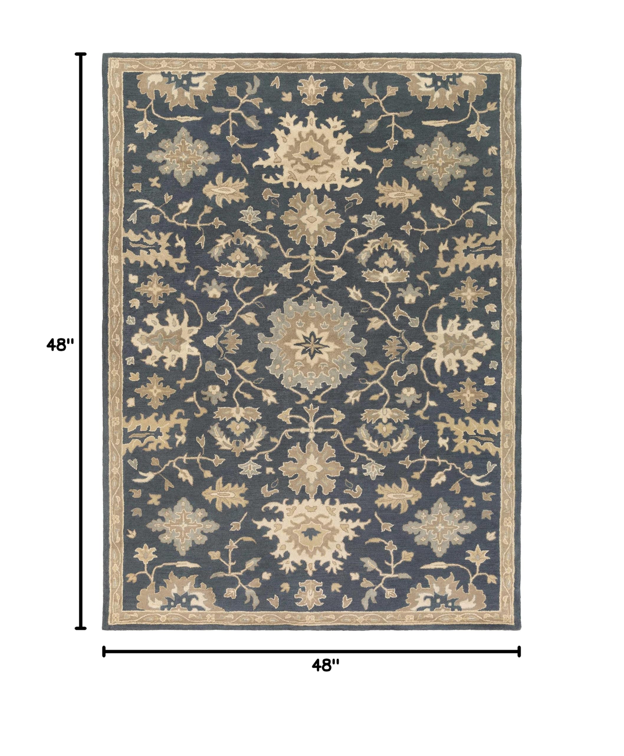 Hauteloom Hazen Wool Area Rug - Traditional Brown, Green, Beige 4' Round - Soft Living Room & Bedroom Rug - Perfect for Cozy Home Decor, Family Gatherings & Relaxing Spaces