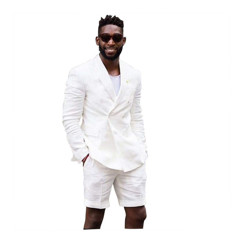 Men's Linen Cotton Shorts Suit - Slim Fit Casual Blazer & Shorts Set for Beach Wedding, Groom Attire, Summer Outfits | Perfect for Outdoor Ceremonies, Vacation Wear & Stylish Occasions