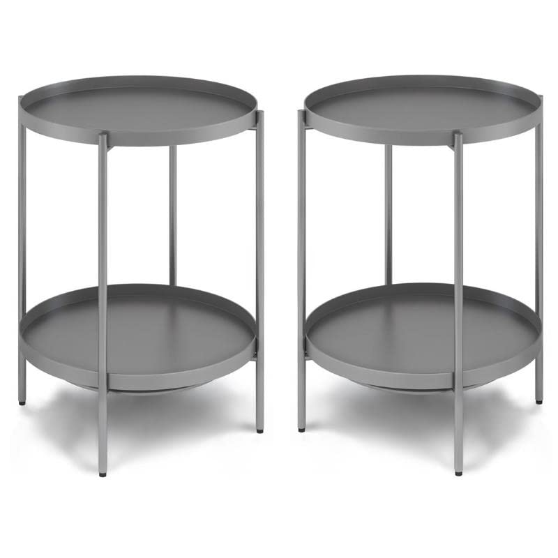 Industrial Metal End Table Set of 2 - 17