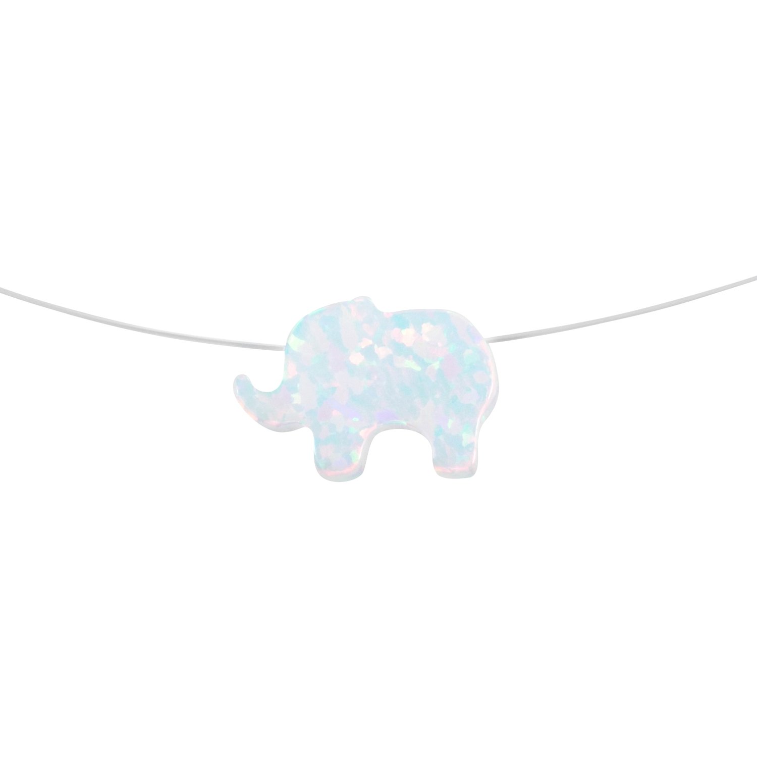 Floating Opal Elephant Necklace - Elegant Opal Elephant Pendant with Invisible Line Choker, Perfect for Everyday Wear, Gift Giving, and Special Occasions