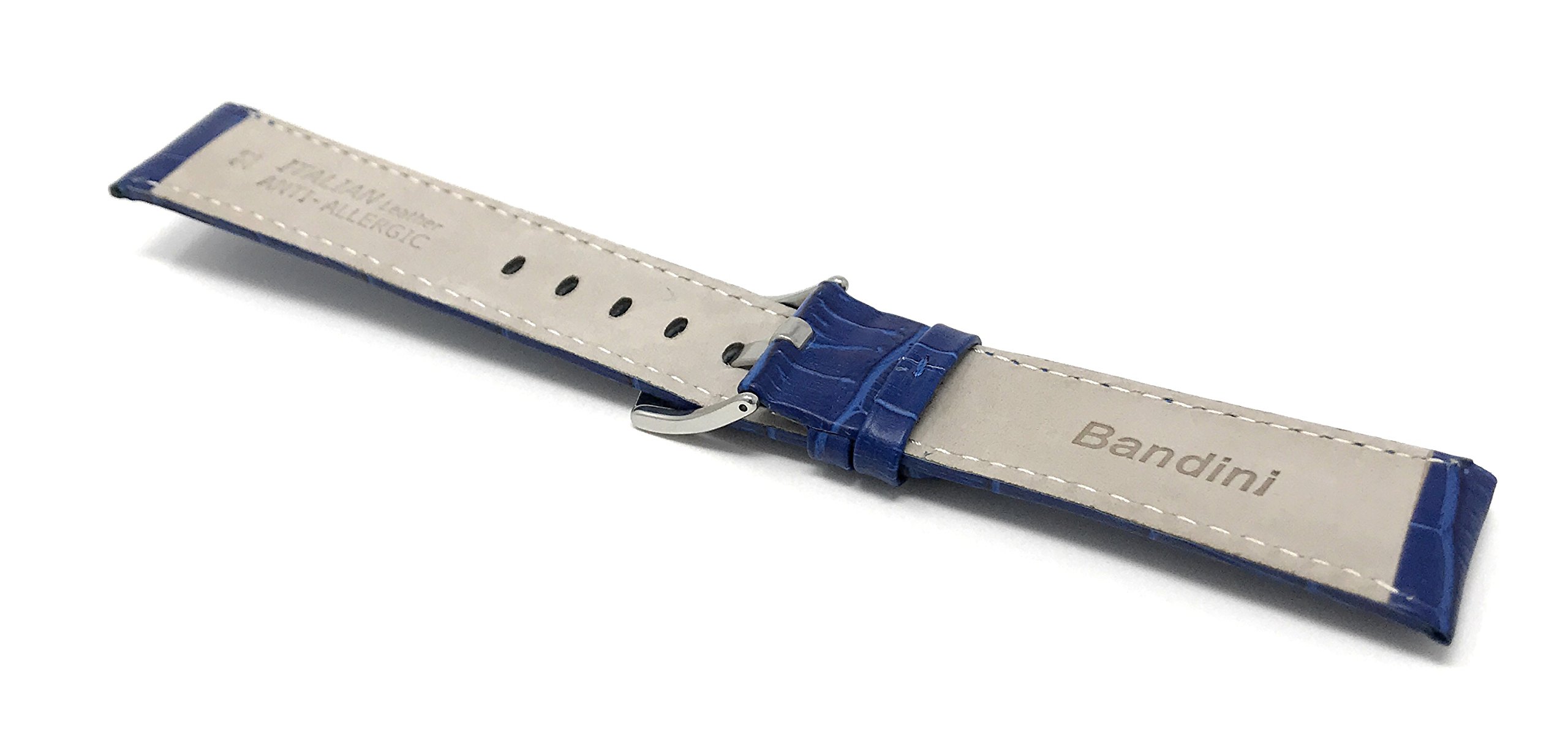 18mm Men's Leather Watch Band - Alligator Pattern Strap for Classic & Smart Watches - Blue