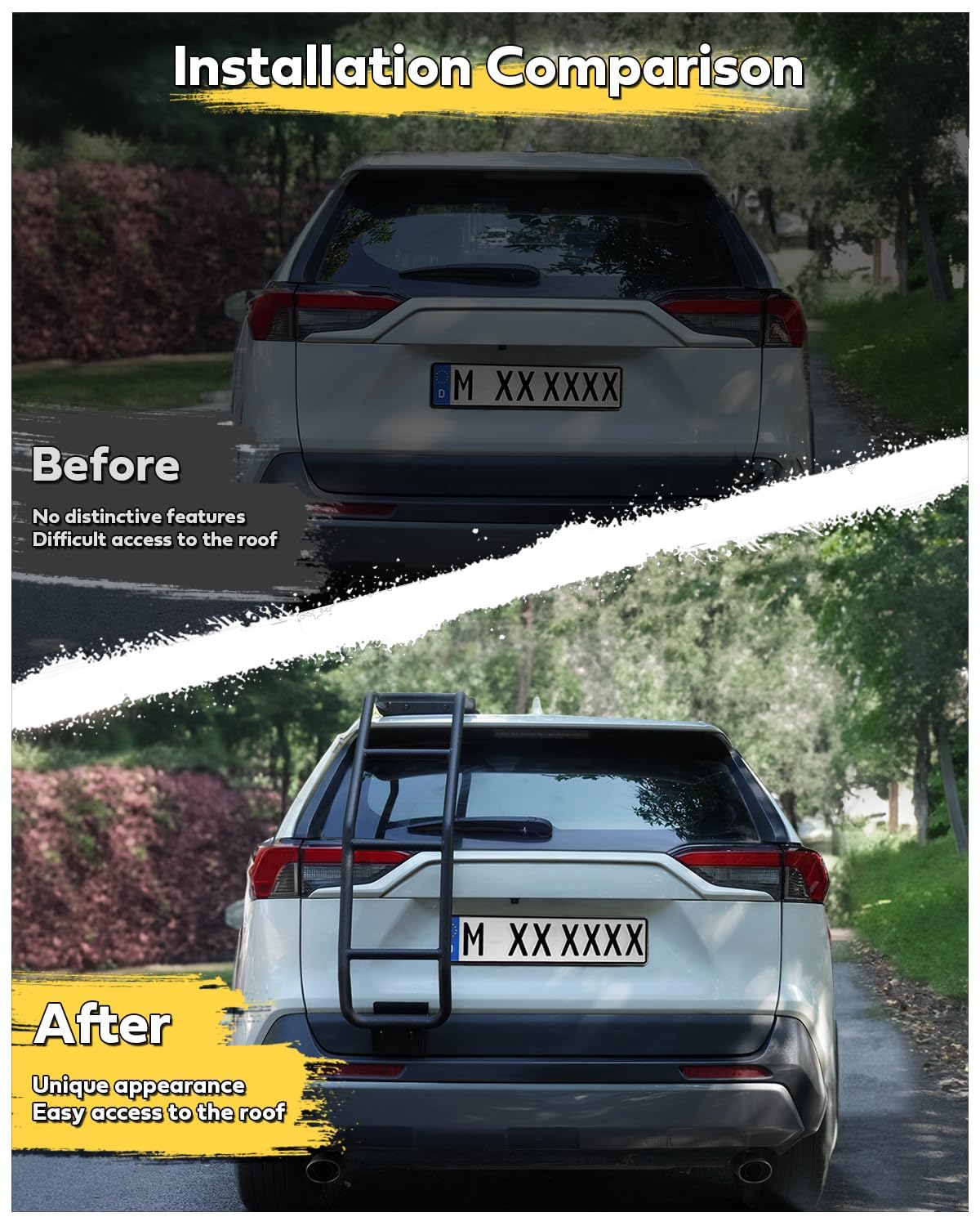 2019-2025 Toyota RAV4 Rear Tailgate Ladder - Heavy Duty Left Side Accessory for Off-Roading, Camping & Roof Rack Access
