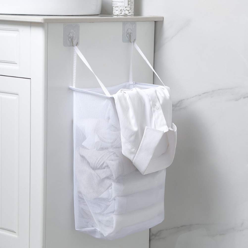 DOITOOL Wall Mounted Storage Basket with 2 Sticky Hooks - Hanging Organizer for Bathroom, Kitchen, Bedroom & Office - Space Saving Home Storage Solution for Toiletries, Cosmetics, Spices & Small Essentials