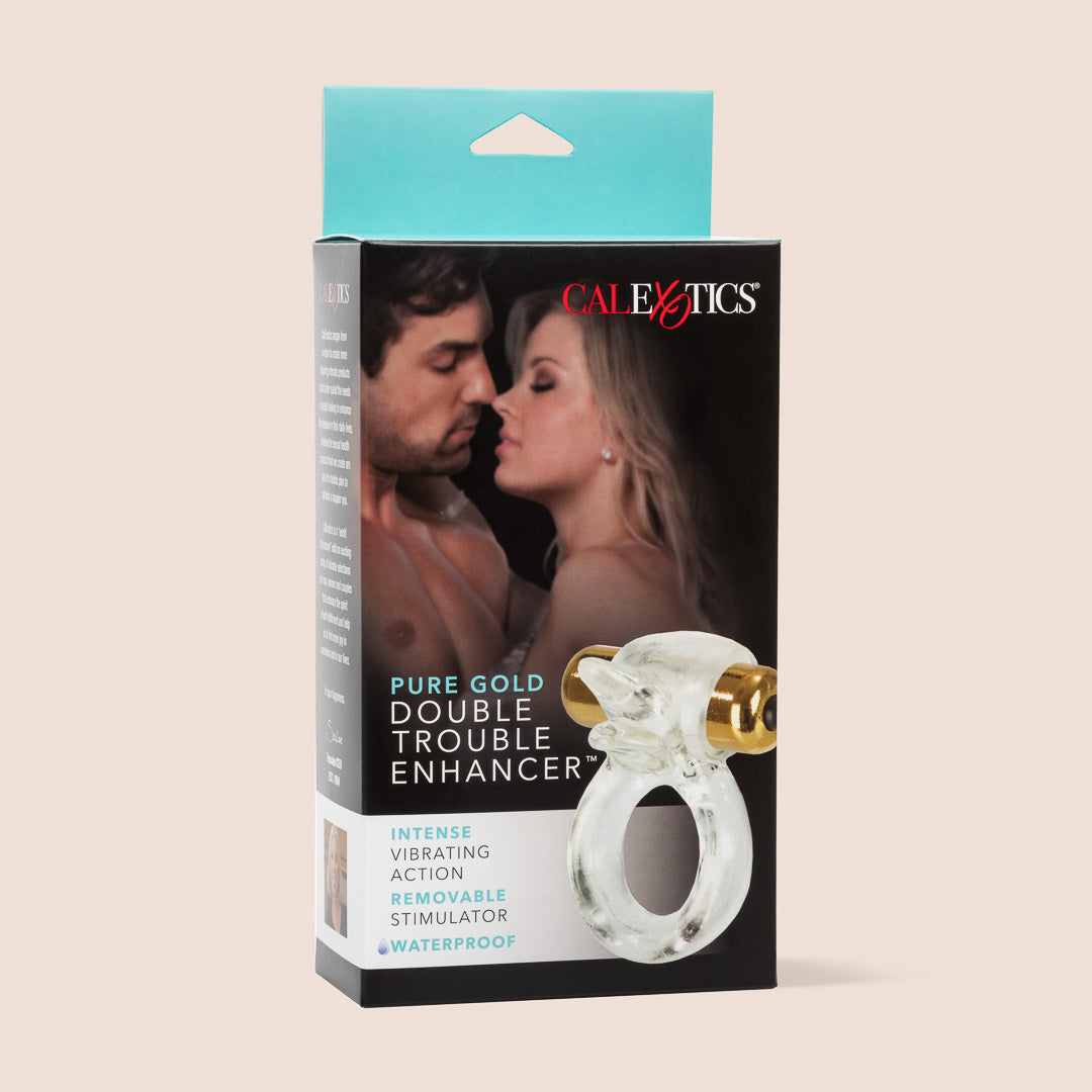 CalExotics Pure Gold Double Trouble Enhancer - Vibrating Penis Ring for Couples | Enhance Intimacy & Pleasure in the Bedroom