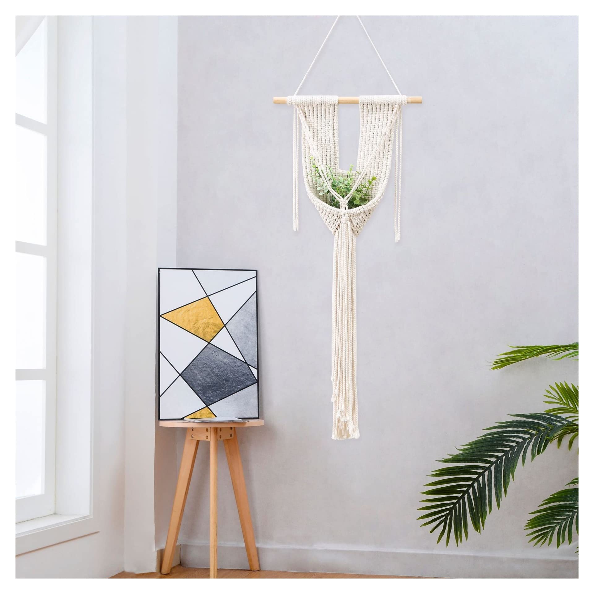 Bohemian Macrame Wall Hanging - Handmade Beige Cotton Rope Wall Decor for Living Room, Bedroom, Nursery - Perfect for Home, Wedding & Boho Chic Interior Design