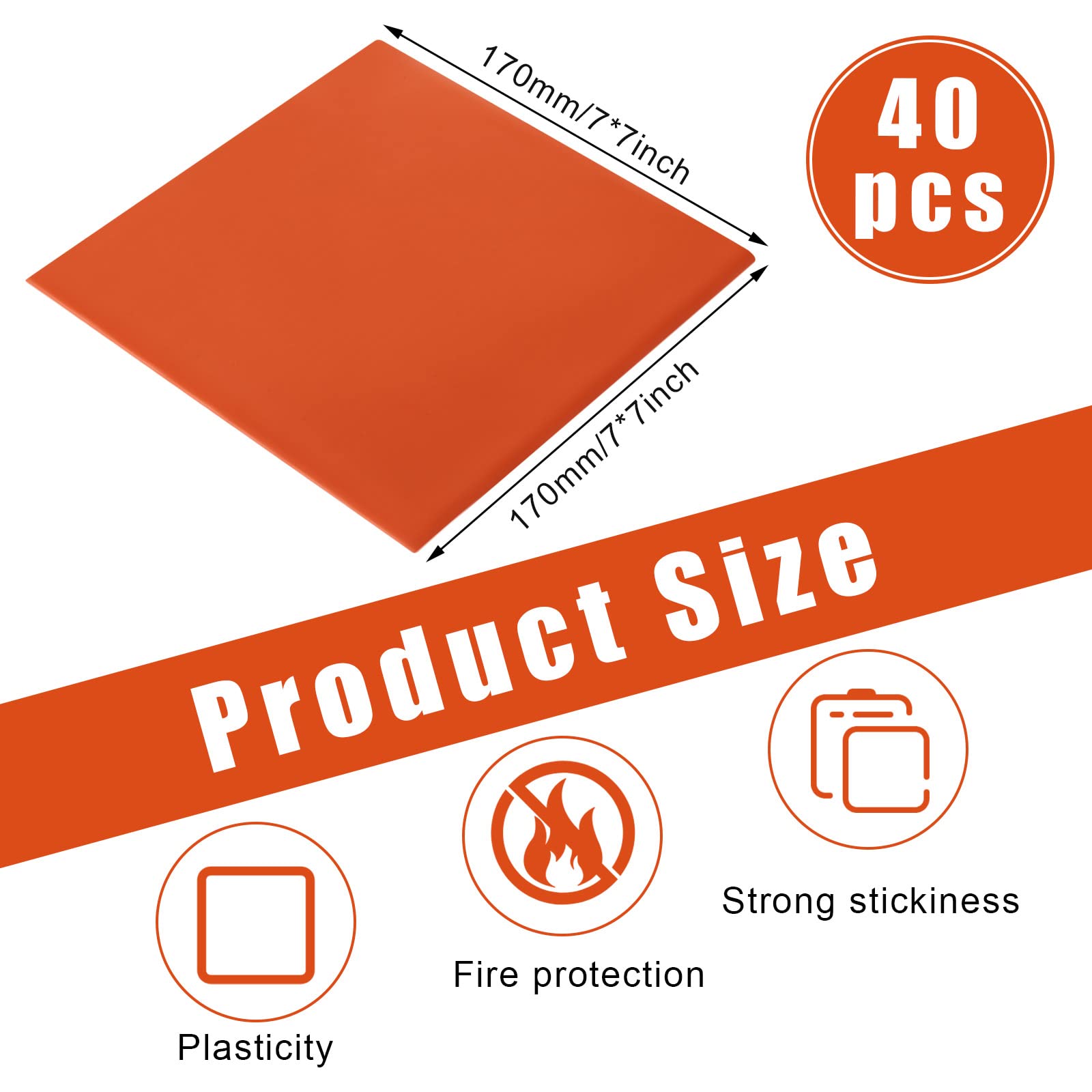 Amylove Fire Putty Pads - Fire Barrier & Electrical Putty for Wall Openings & Electrical Boxes - Moldable Firestop Putty (7