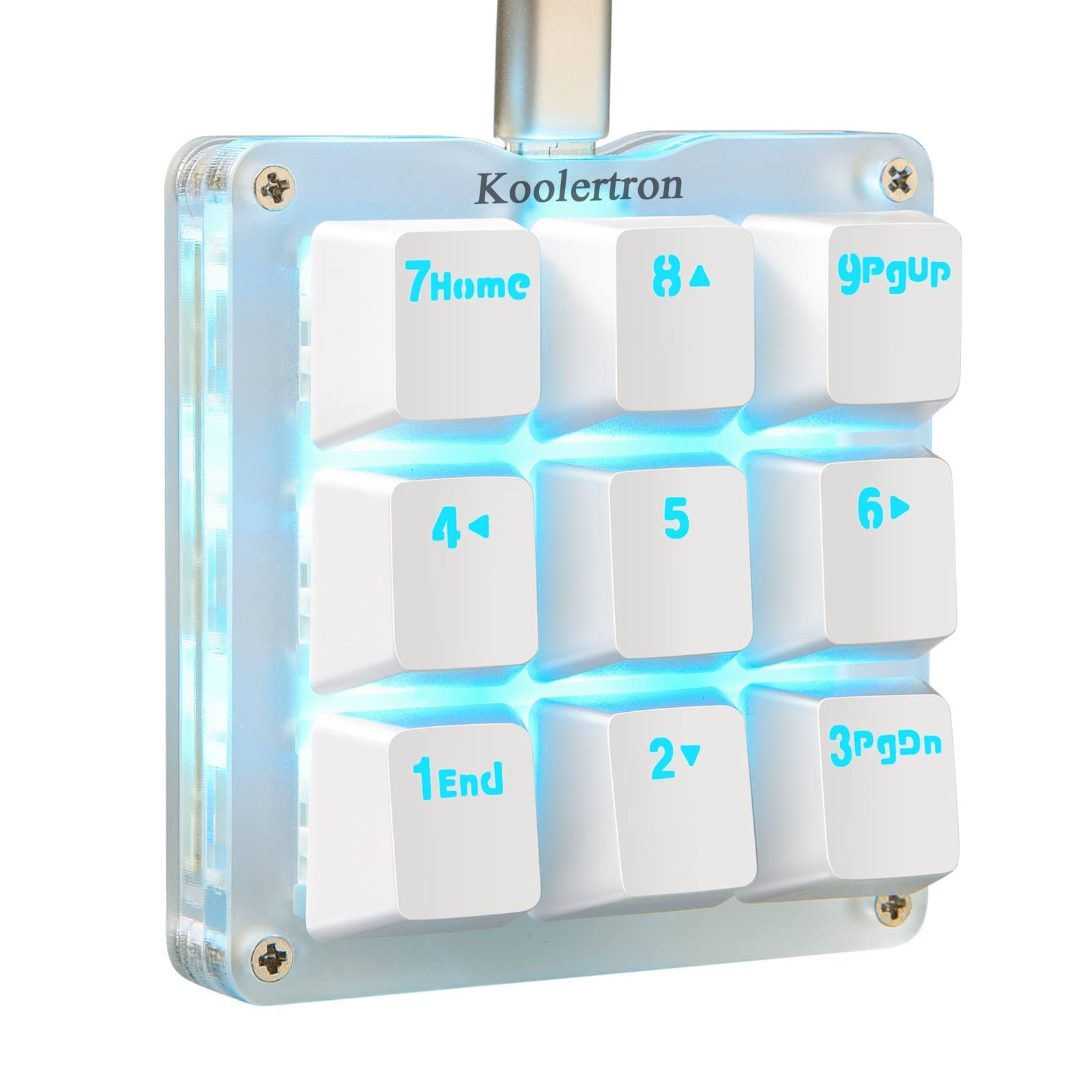 Koolertron One-Handed Macro Mechanical Gaming Keyboard - Blue LED Backlit, Portable Mini Keypad with 9 Fully Programmable Keys (White/Red Switches) - Perfect for OSU!, Gaming, and Office Work