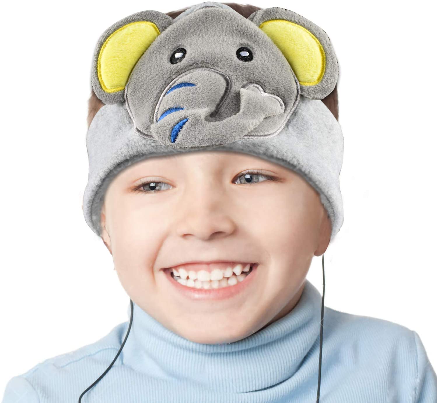Contixo H1 Adjustable Fleece Headband Headphones for Kids - Soft Comfortable Wireless Ear Warmers with Elephant Design - Perfect for Winter, School, Travel & Indoor Activities