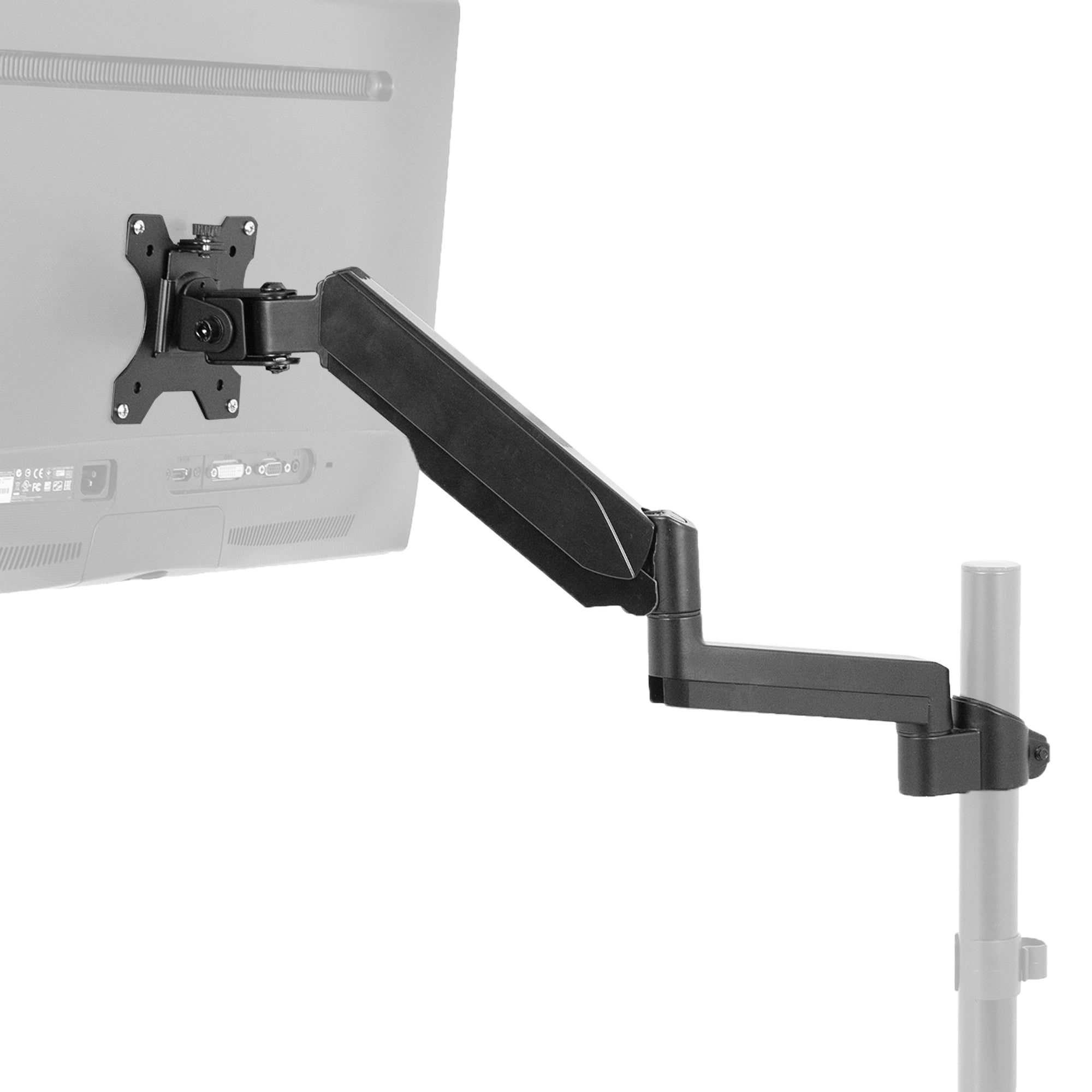 Adjustable Single Pneumatic Monitor Arm - Ergonomic Desk Mount Stand for Computer Screens | Perfect for Home Office, Gaming & Workspace Setup