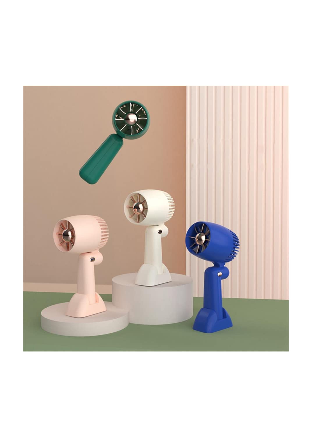 Portable USB Mini Fan - Foldable Desktop & Handheld Fan with Whisper Quiet Cyclone Technology for Home, Office, Dorm, Travel (White/Pink/Dark Blue/Army Green) - Perfect for Cooling at Work, Studying, Camping & Outdoor Activities