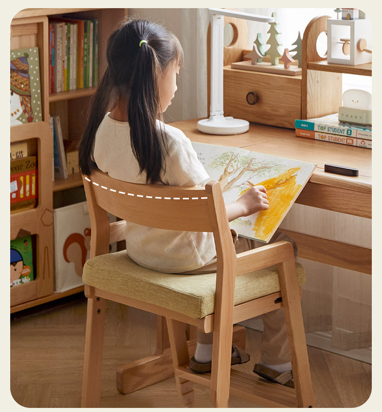 Solid Wood Lift Children's Chair - Beech & Oak Wooden High Chair for Kids - Perfect for Dining, Learning & Playtime at Home