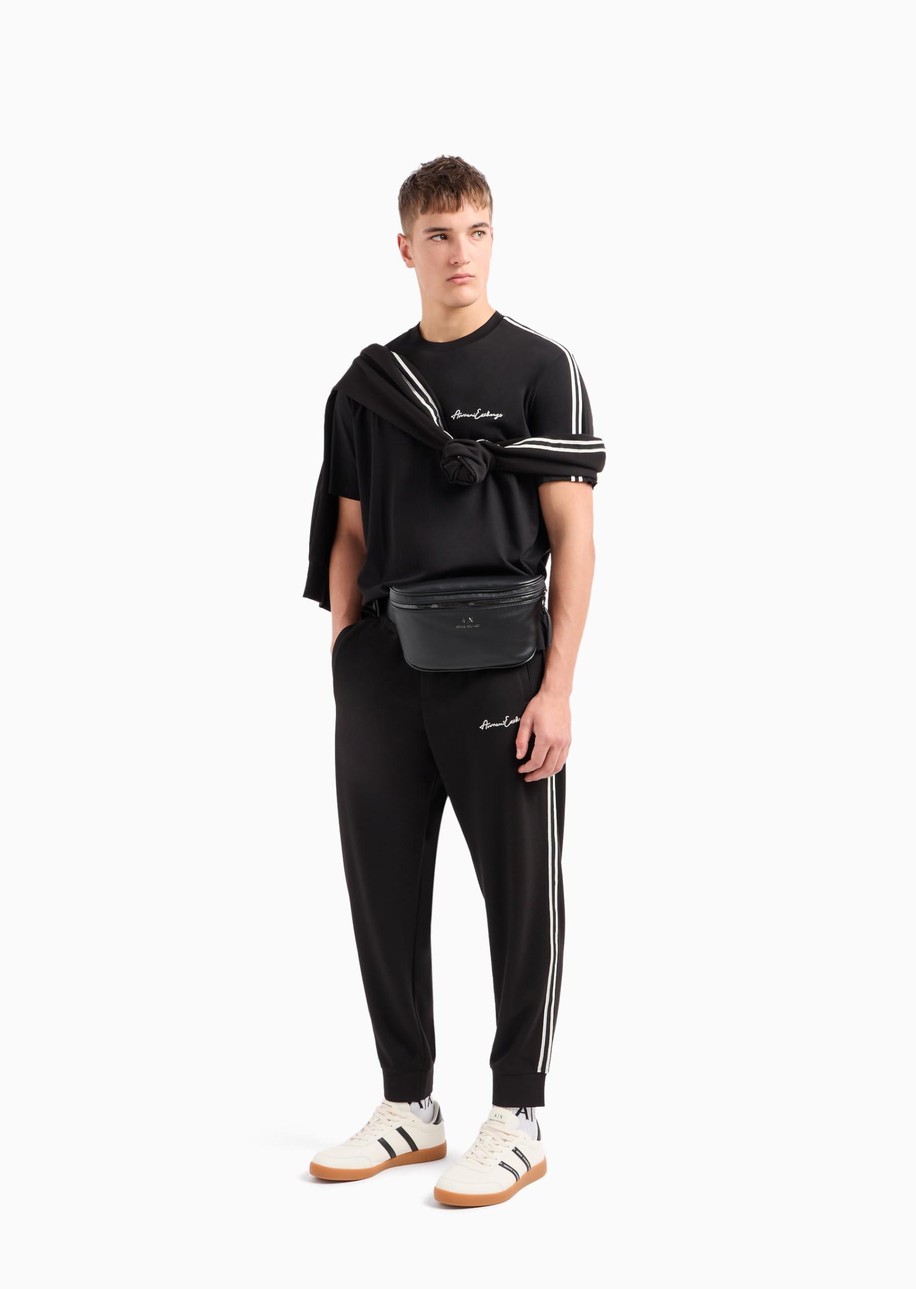 ARMANI EXCHANGE Men's Signature Logo Jogger Pants - Stretch Poly Viscose Comfort Fit Casual Sweatpants for Gym, Lounge & Everyday Wear