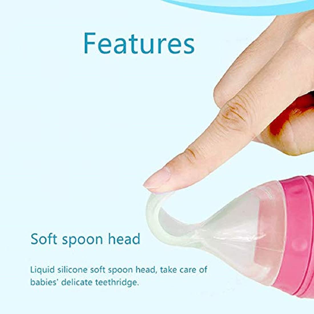 The Cheeky Kidzz Baby Silicone Squeeze Spoon - Rice Cereal Feeder Bottle with Fruit Rattle Nibbler Teether for Toddlers (Design 32, Multicolor) - Perfect for Mess-Free Feeding & Teething Relief On-The-Go